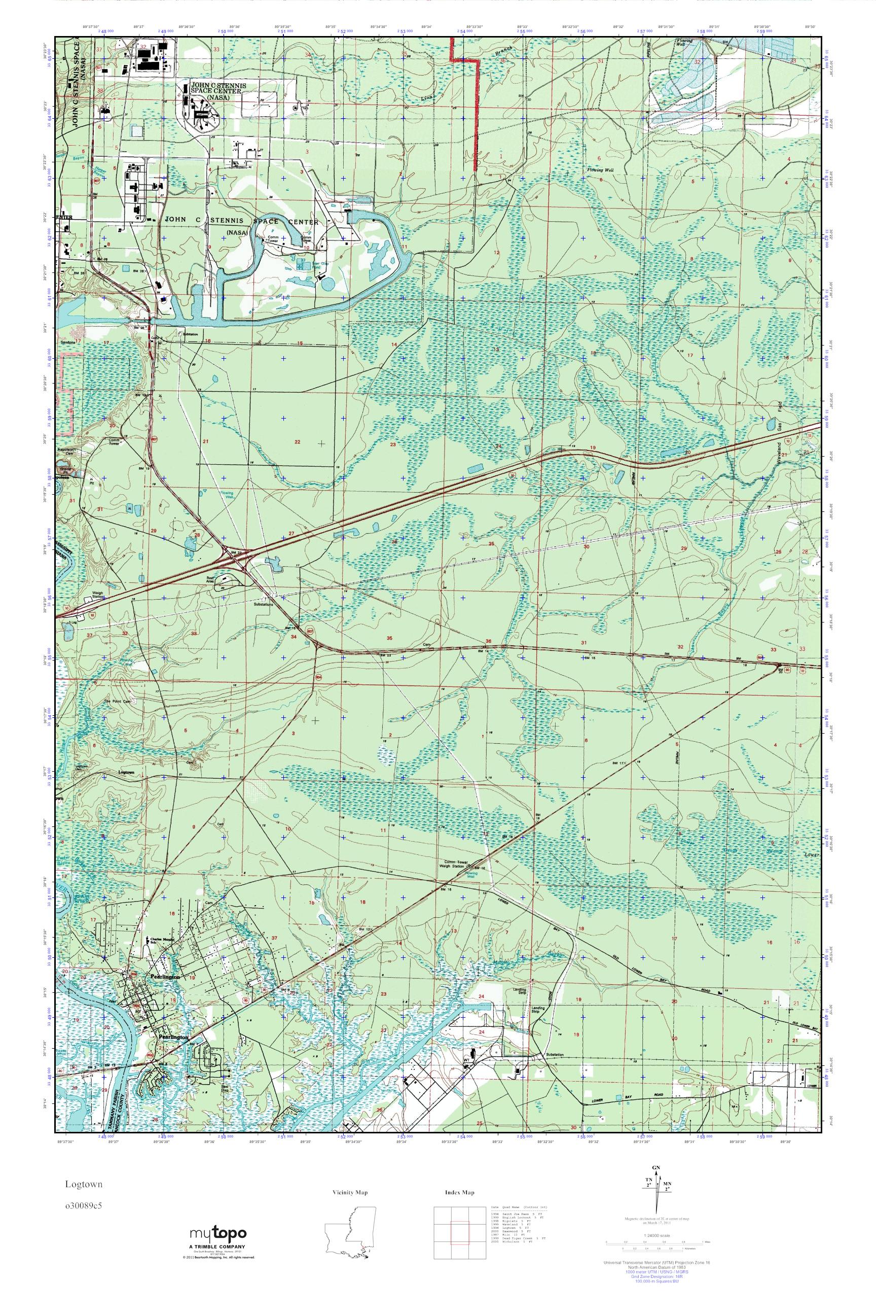 MyTopo Logtown, Mississippi USGS Quad Topo Map
