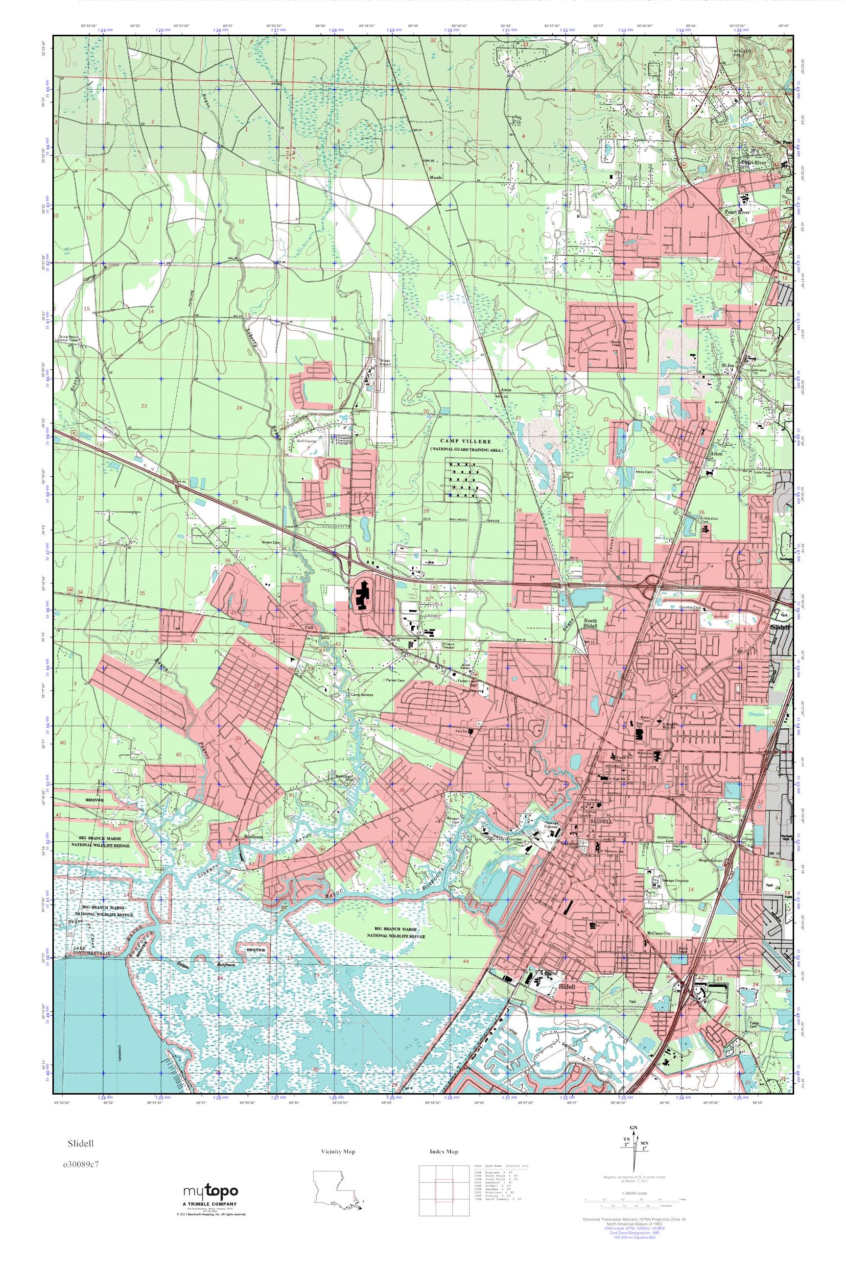 MyTopo Slidell, Louisiana USGS Quad Topo Map