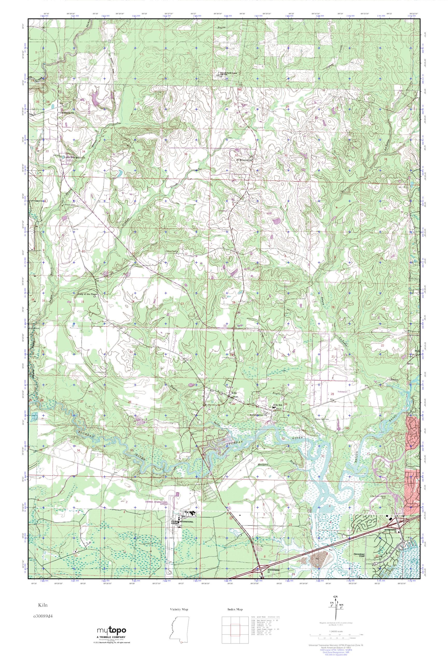 MyTopo Kiln, Mississippi USGS Quad Topo Map