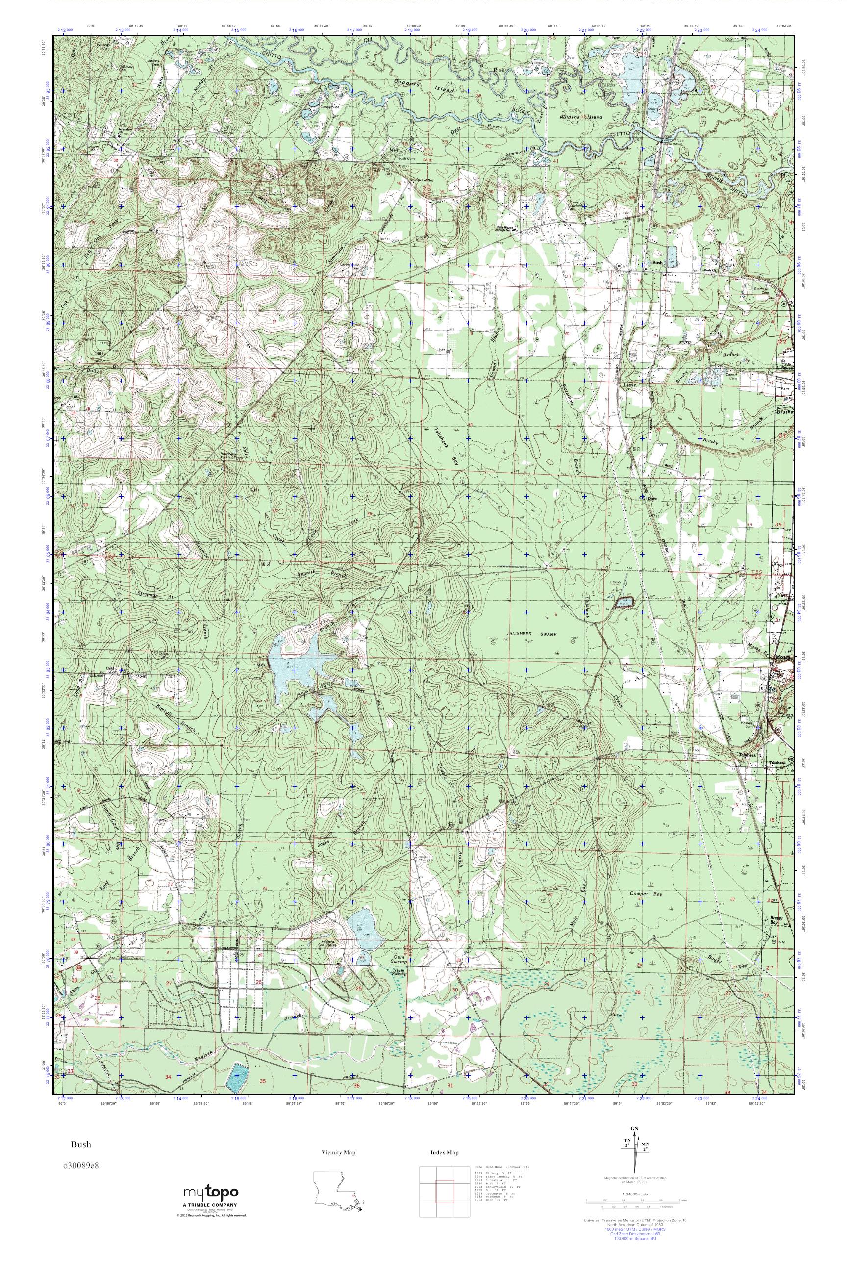 MyTopo Bush, Louisiana USGS Quad Topo Map
