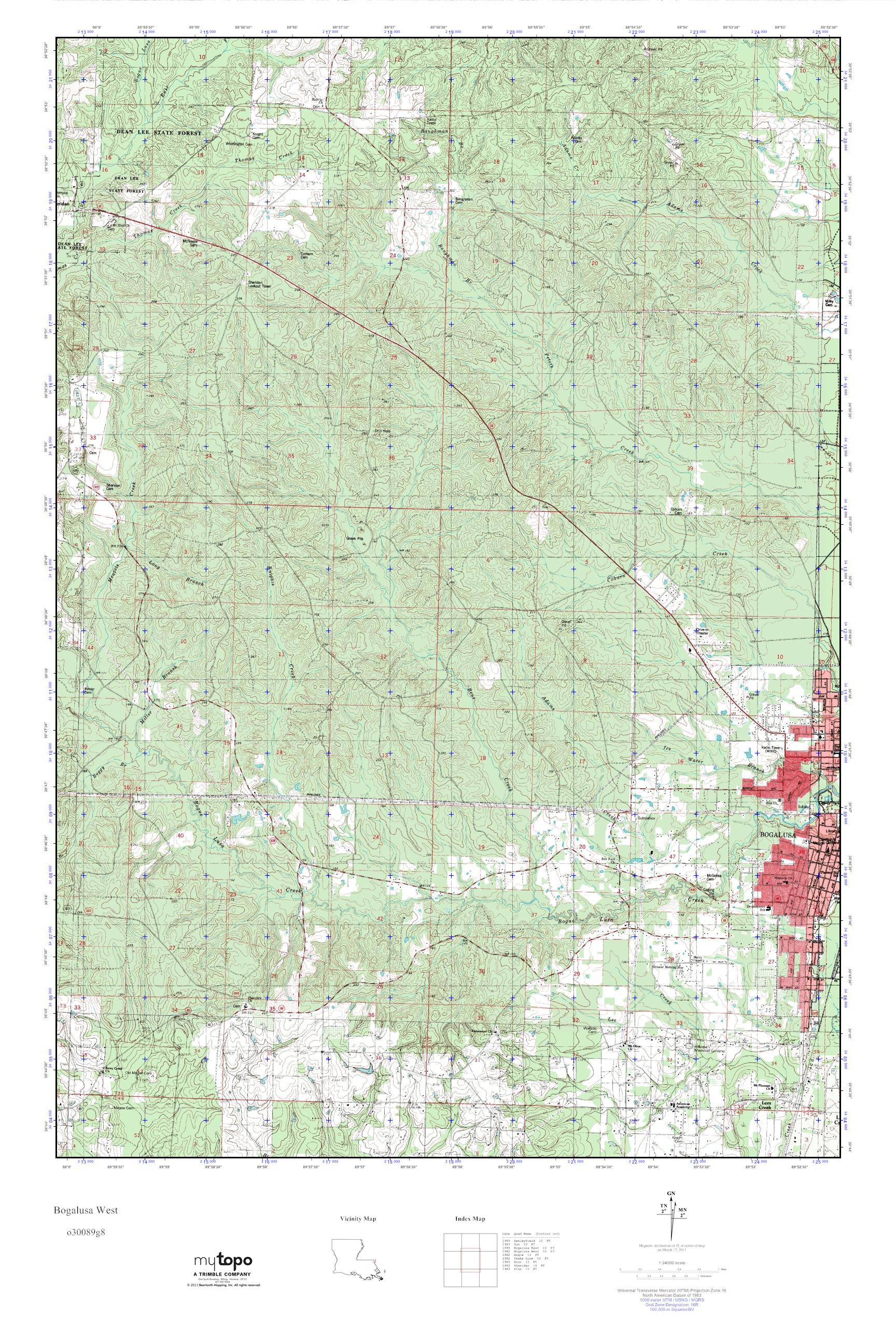 MyTopo Bogalusa West, Louisiana USGS Quad Topo Map