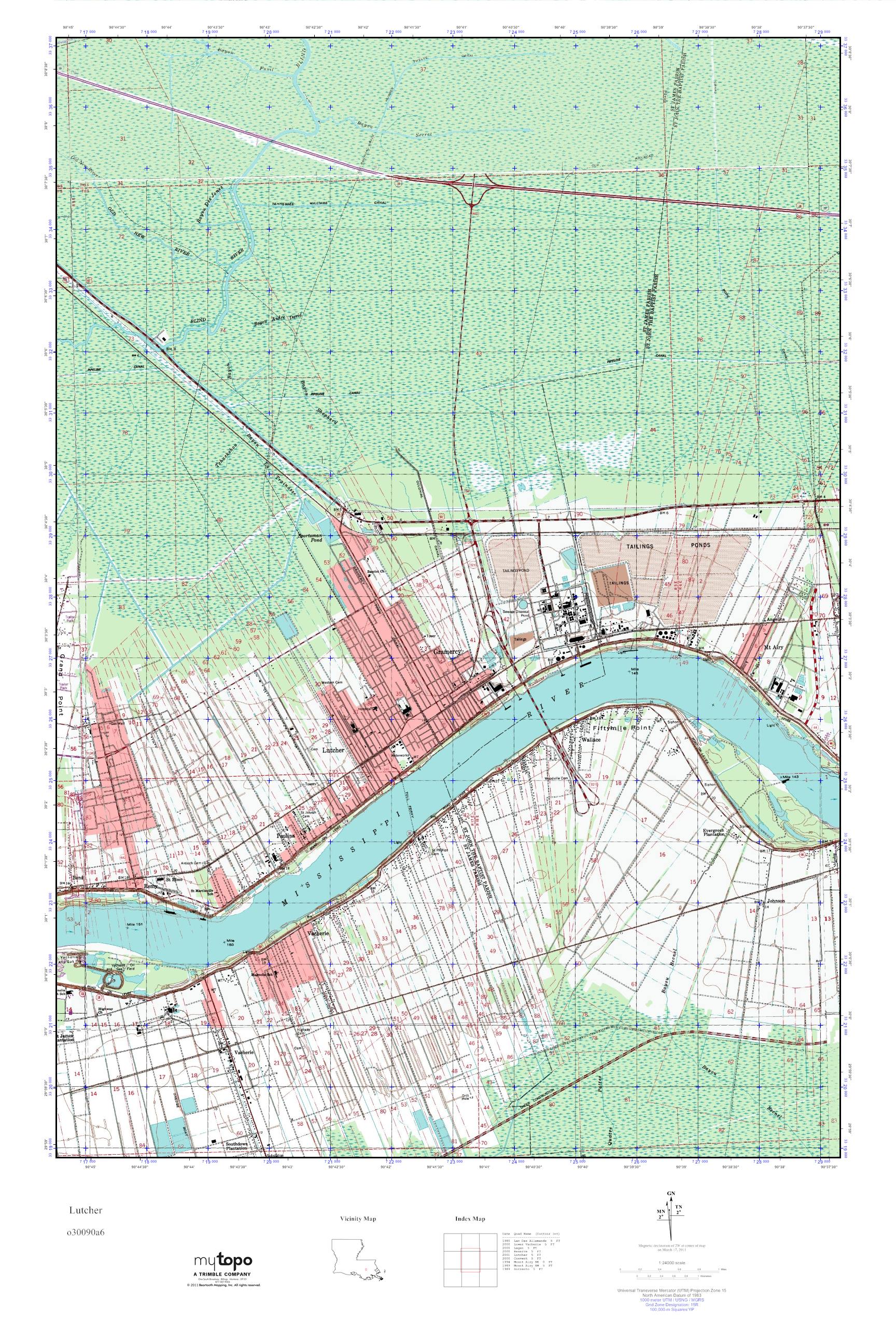 MyTopo Lutcher, Louisiana USGS Quad Topo Map