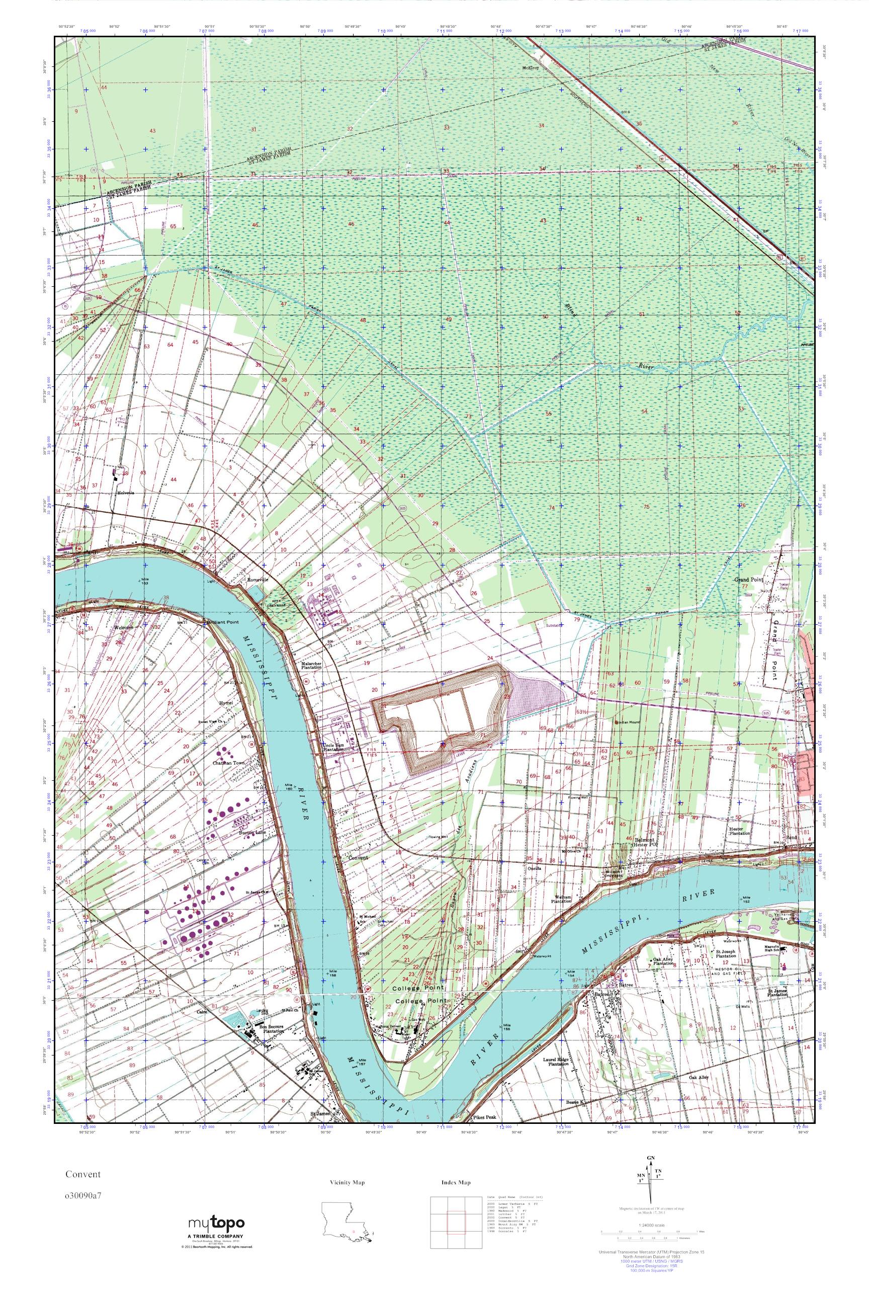 MyTopo Convent, Louisiana USGS Quad Topo Map