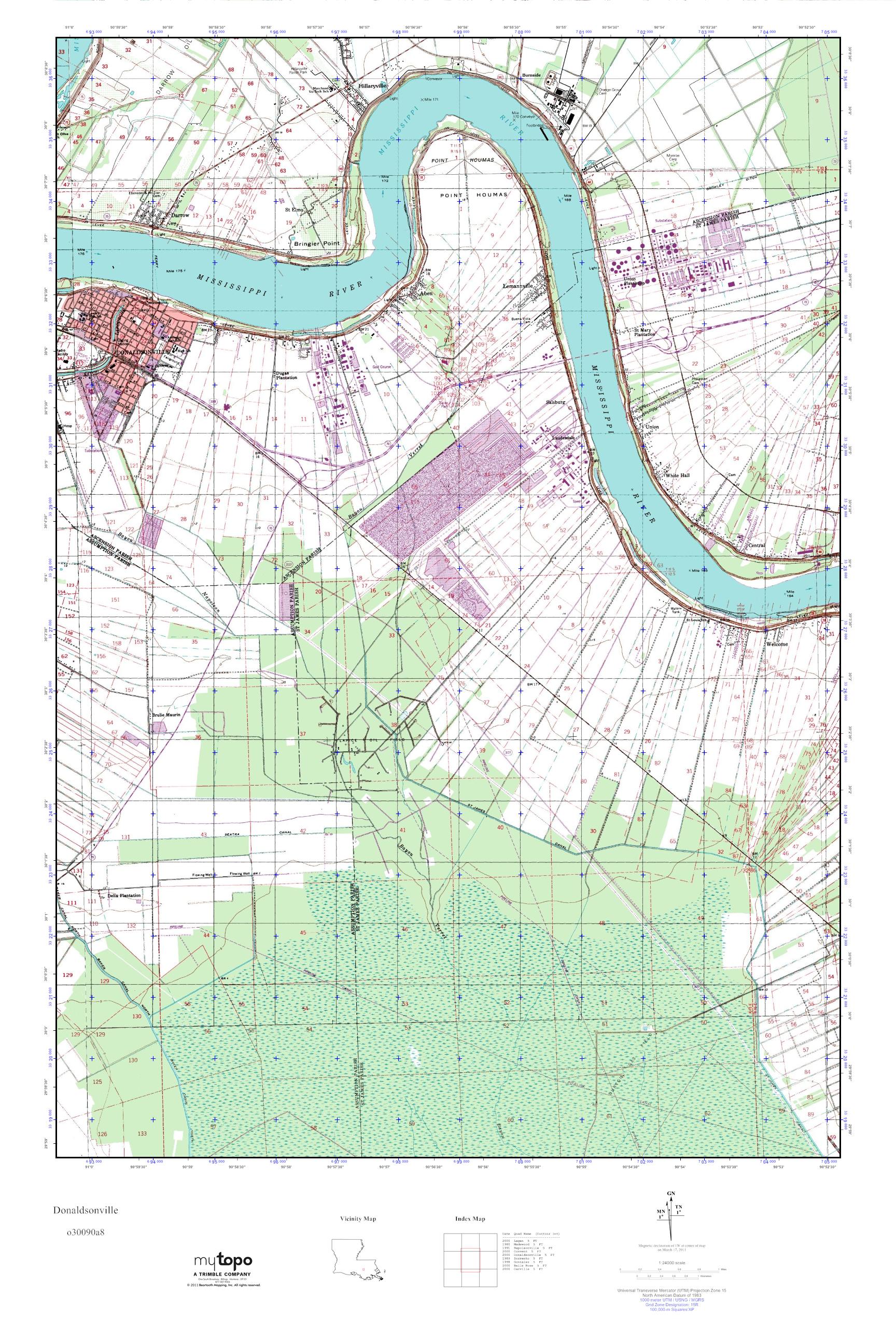 MyTopo Donaldsonville, Louisiana USGS Quad Topo Map