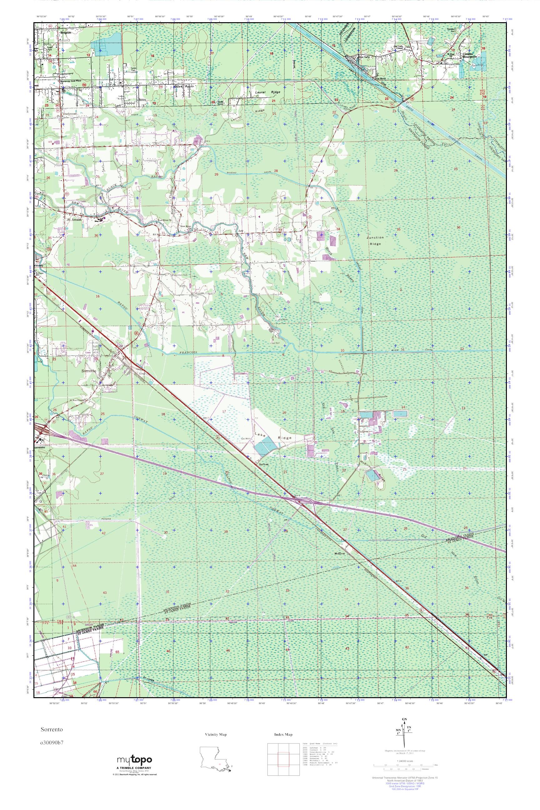 MyTopo Sorrento, Louisiana USGS Quad Topo Map