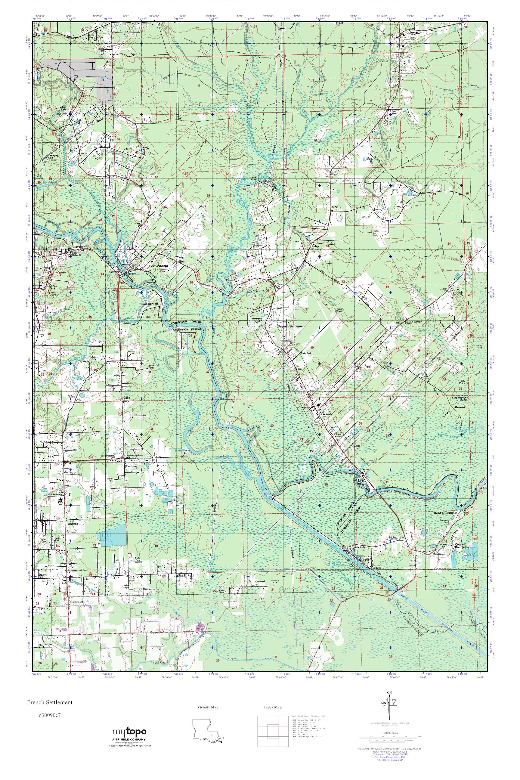 MyTopo French Settlement, Louisiana USGS Quad Topo Map