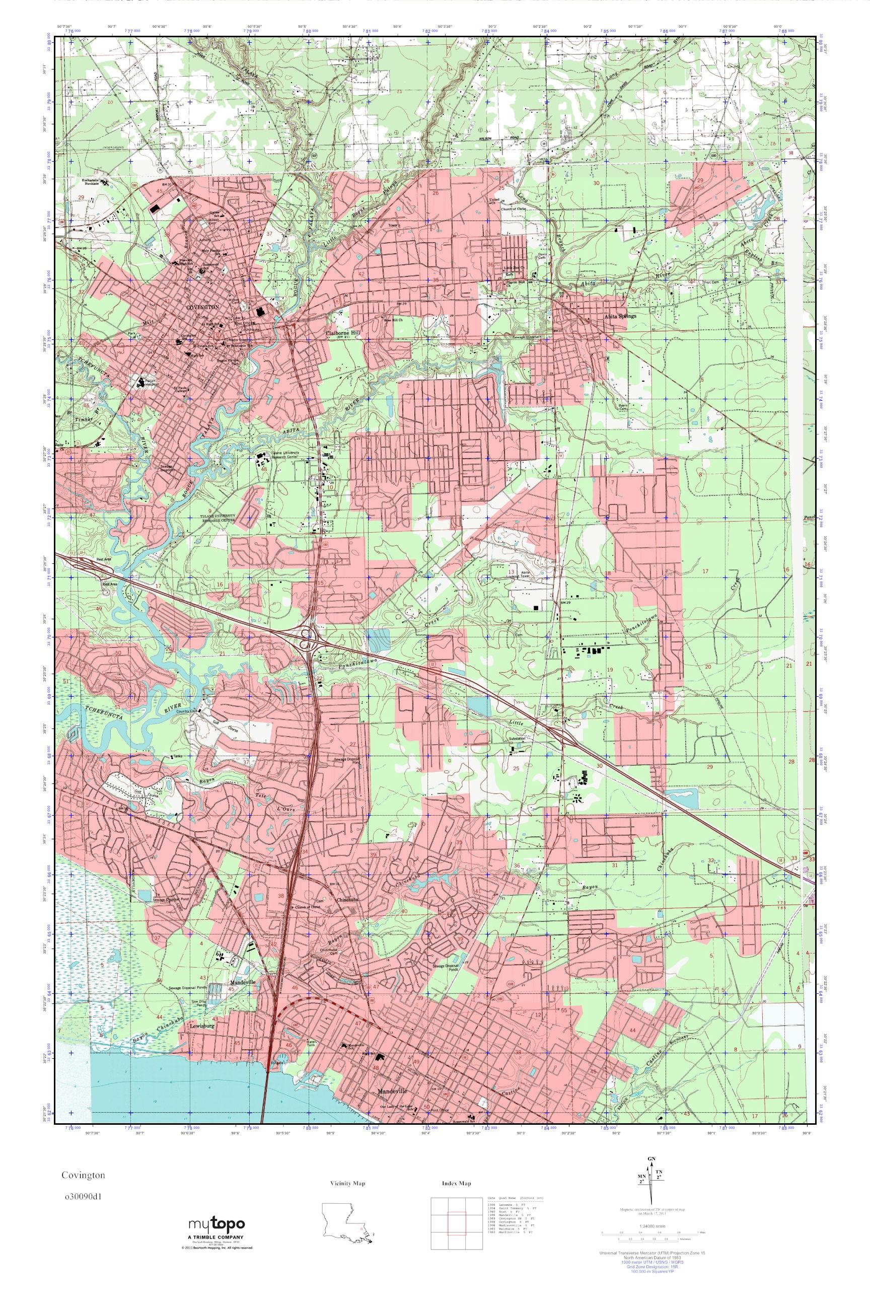MyTopo Covington, Louisiana USGS Quad Topo Map