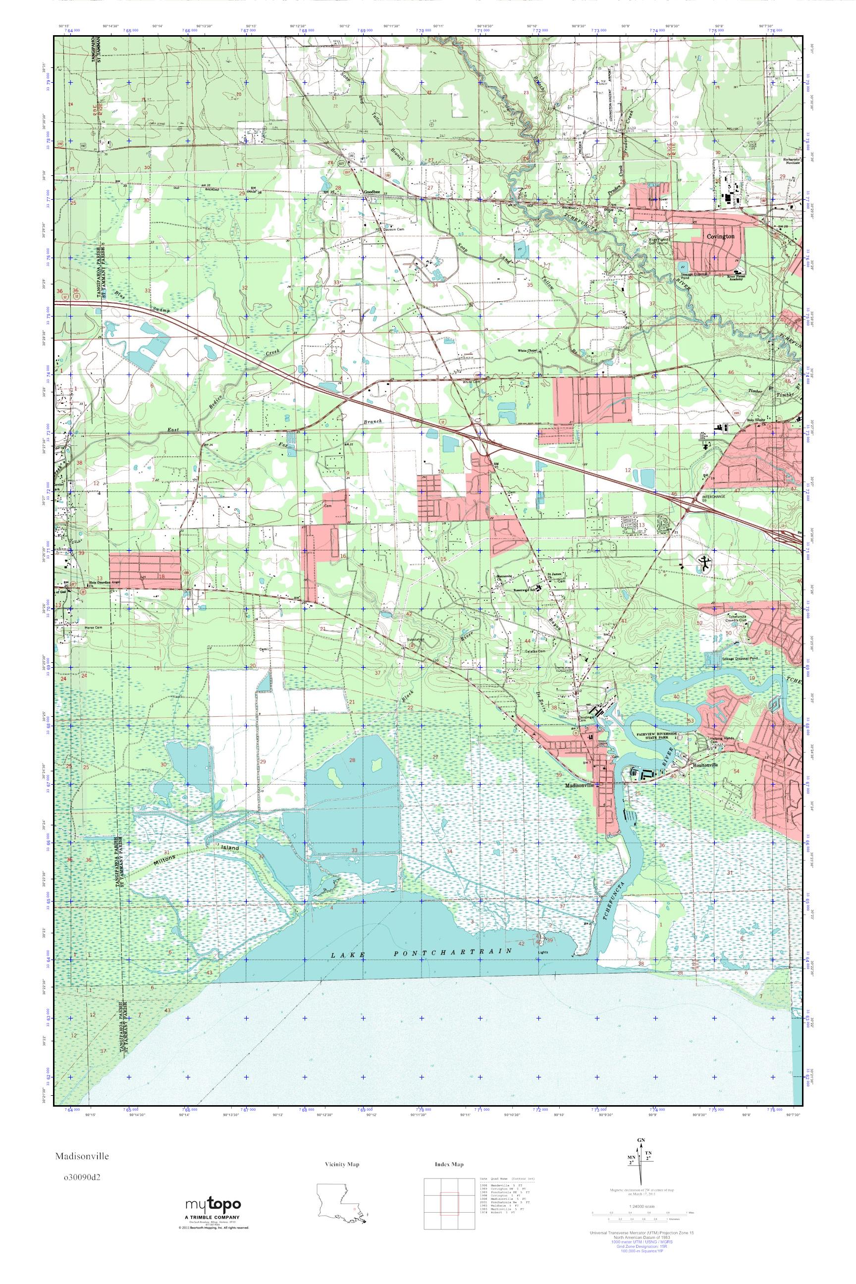 MyTopo Madisonville, Louisiana USGS Quad Topo Map