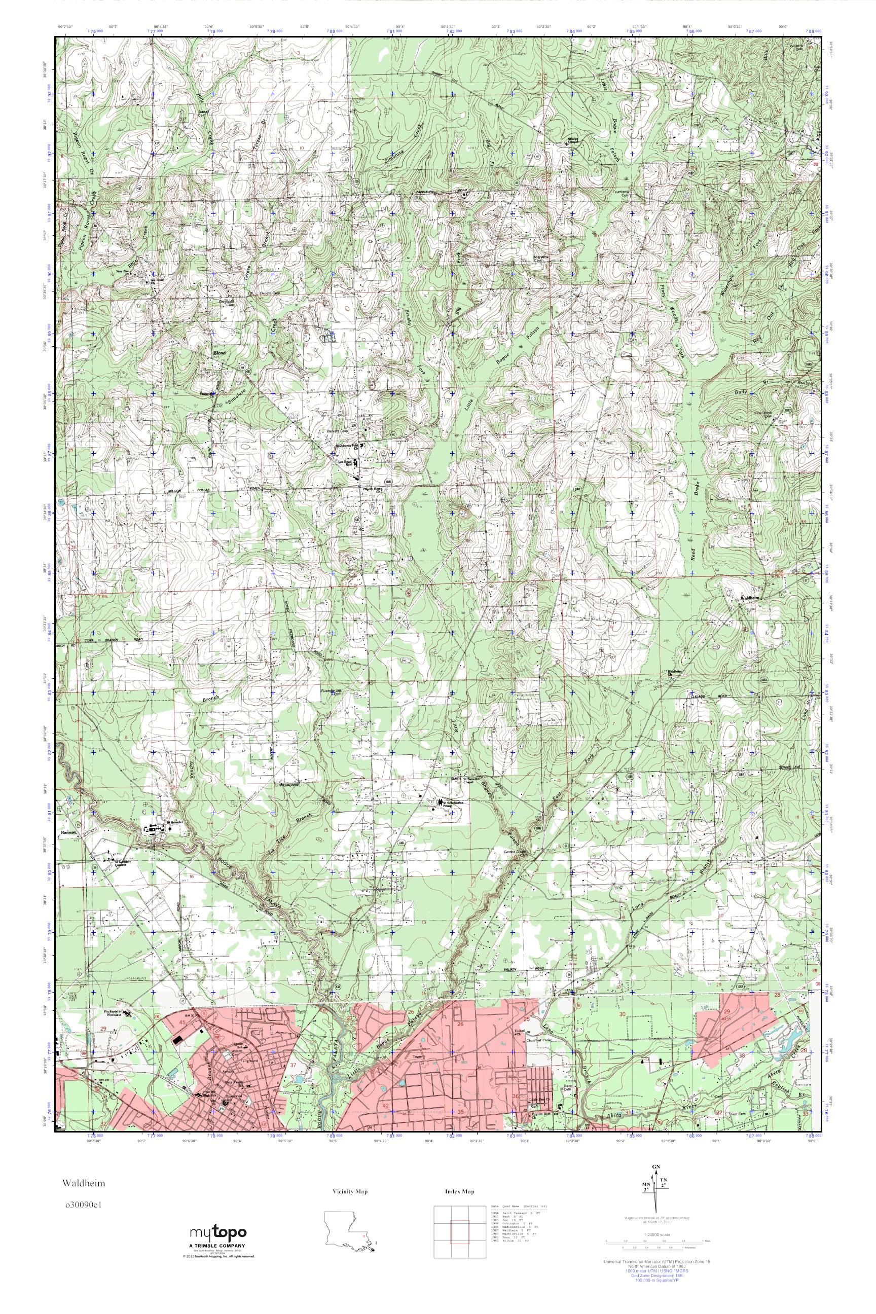 MyTopo Waldheim, Louisiana USGS Quad Topo Map