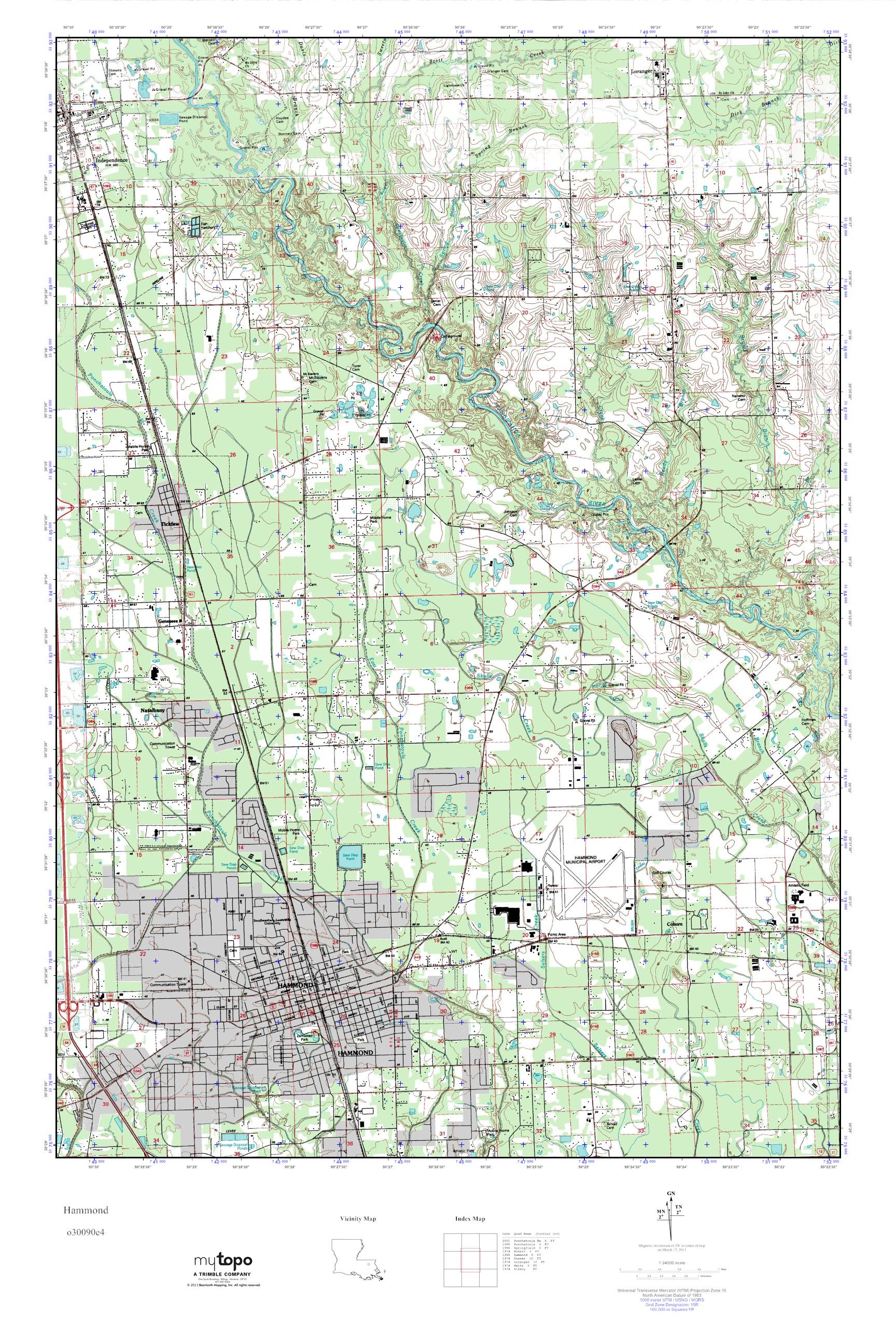 MyTopo Hammond, Louisiana USGS Quad Topo Map