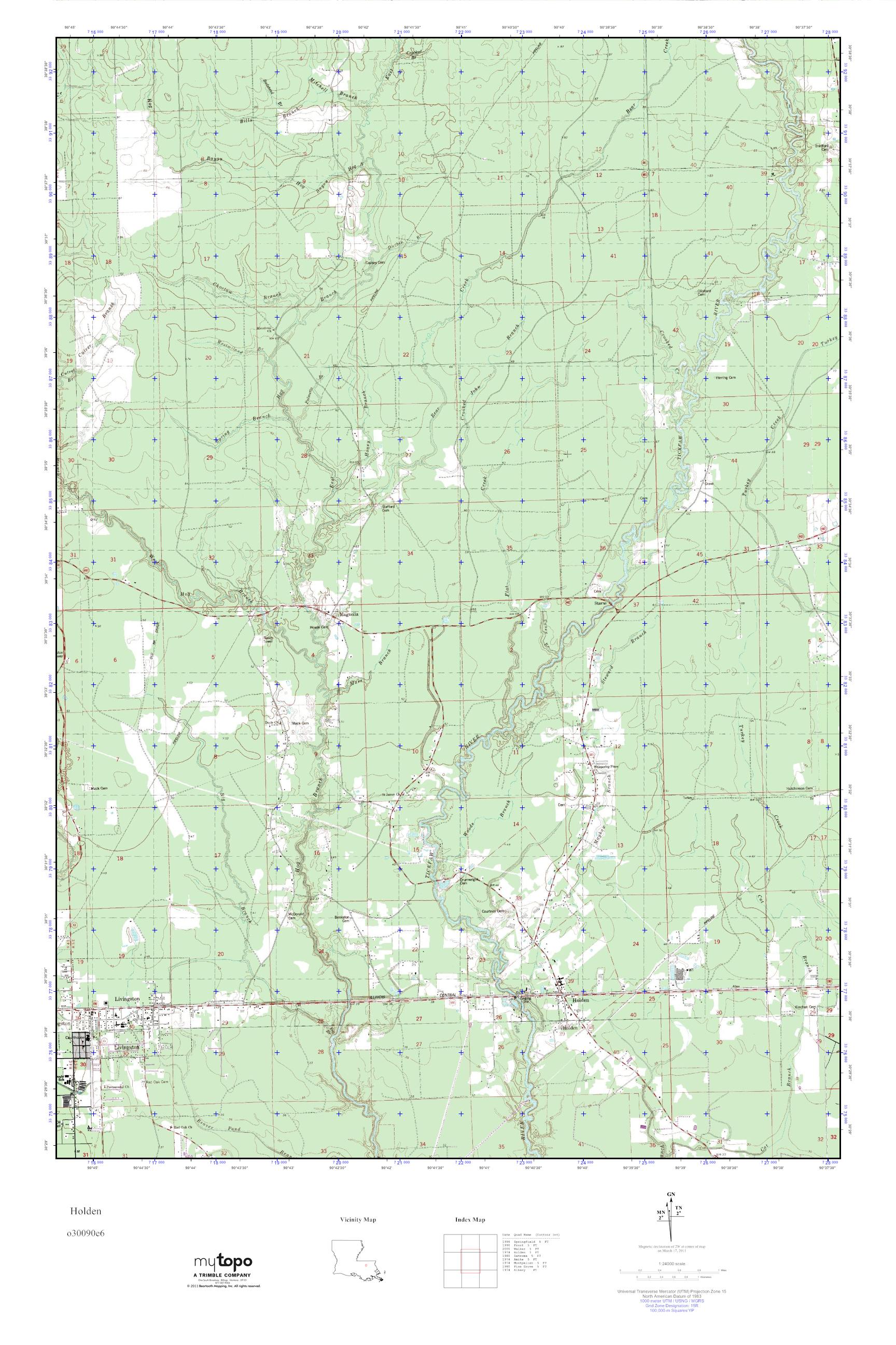 MyTopo Holden, Louisiana USGS Quad Topo Map