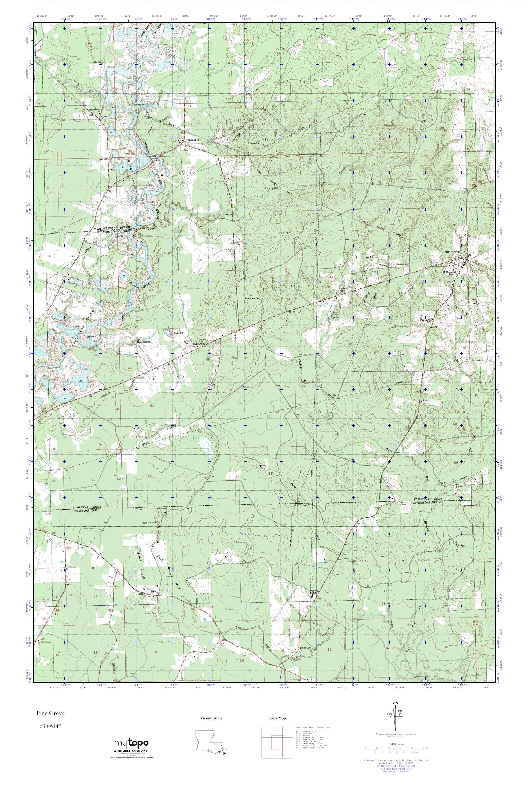 MyTopo Pine Grove, Louisiana USGS Quad Topo Map