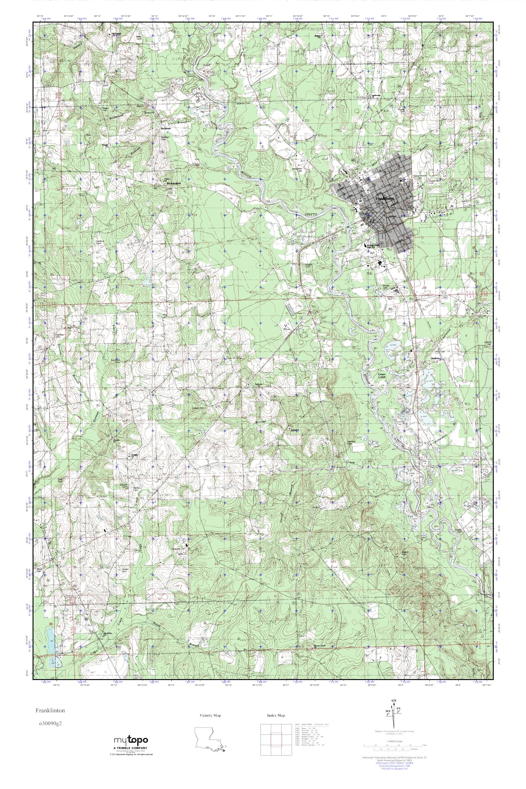 MyTopo Franklinton, Louisiana USGS Quad Topo Map