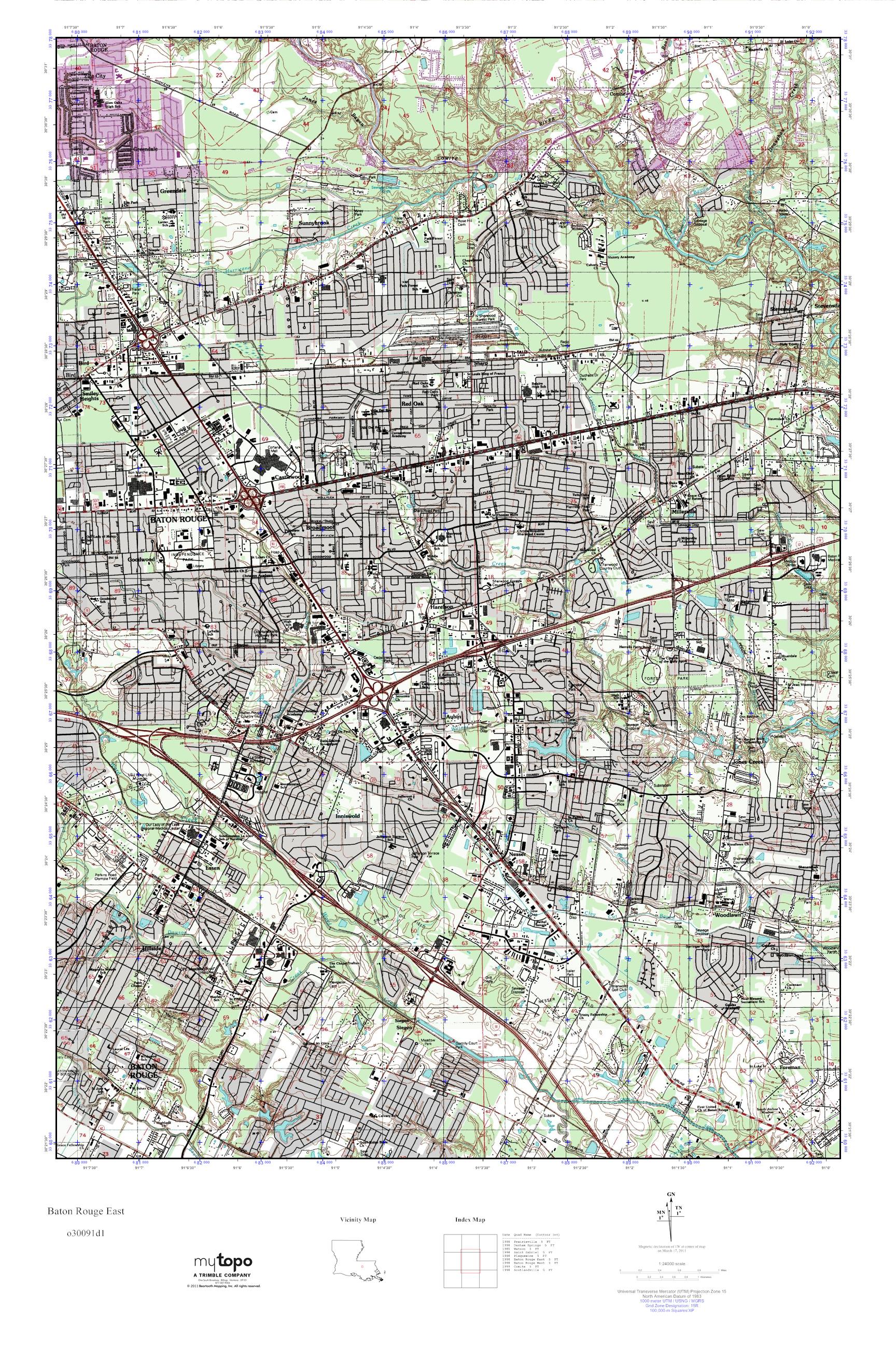 MyTopo Baton Rouge East, Louisiana USGS Quad Topo Map