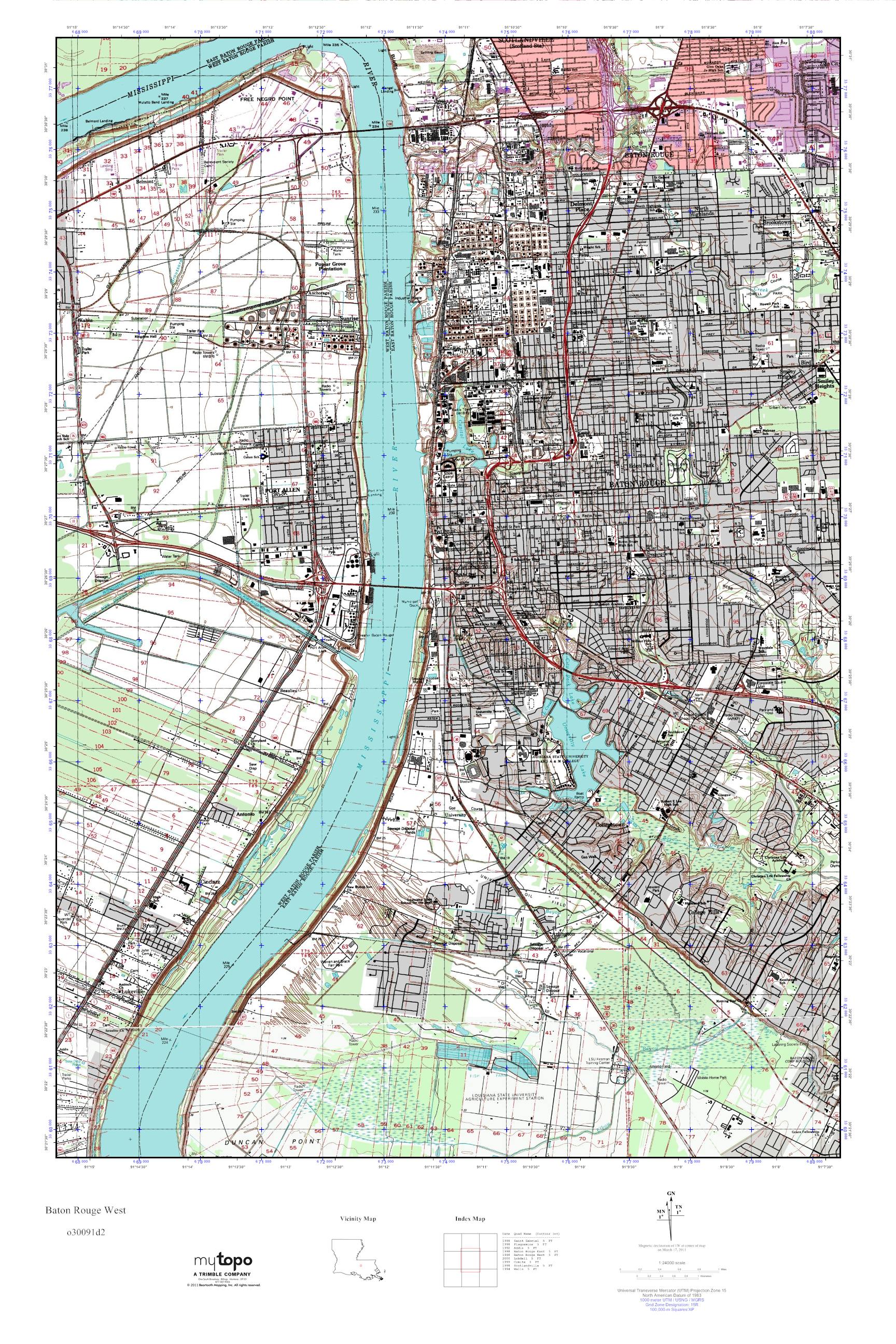 MyTopo Baton Rouge West, Louisiana USGS Quad Topo Map