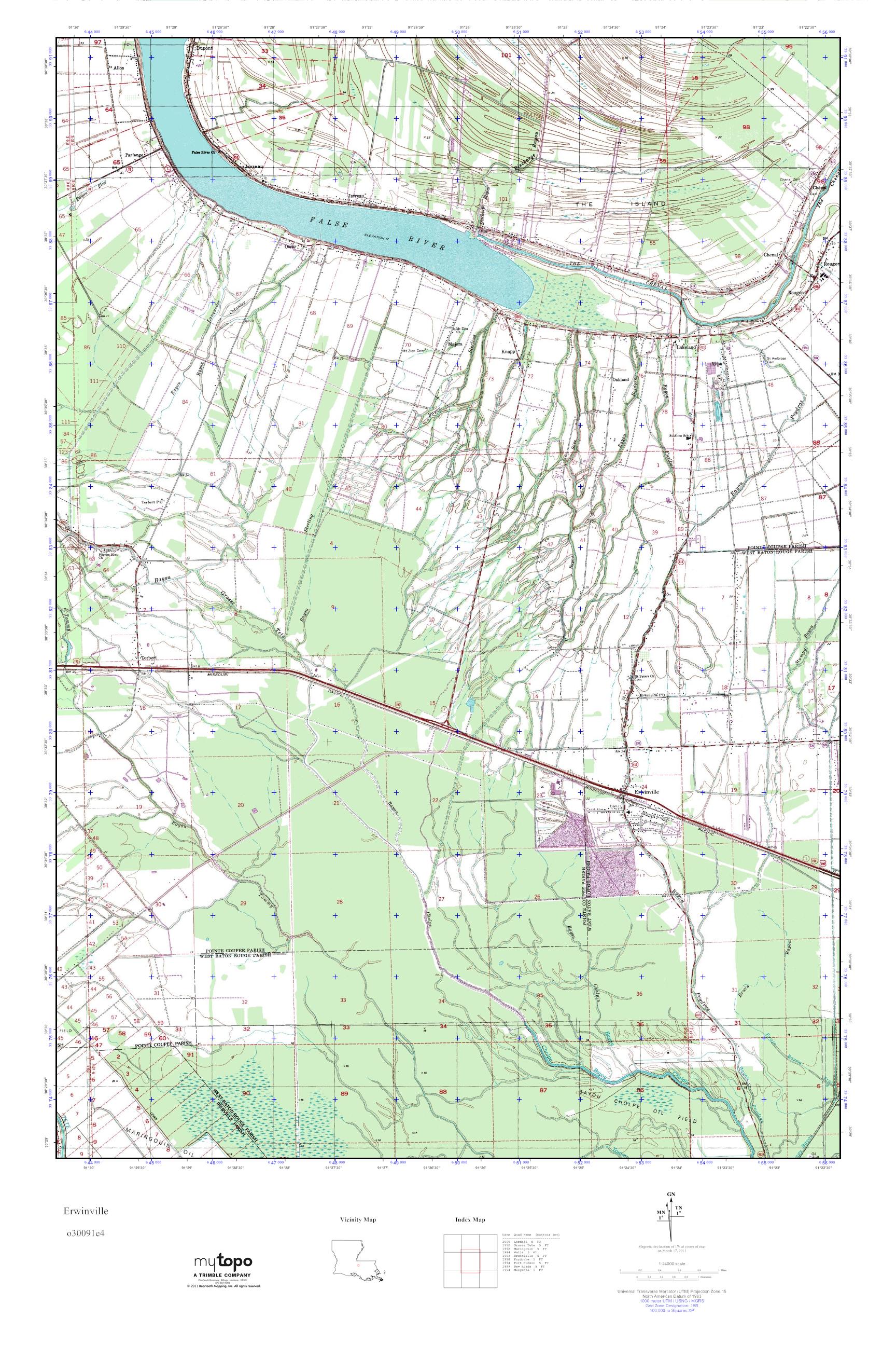 MyTopo Erwinville, Louisiana USGS Quad Topo Map