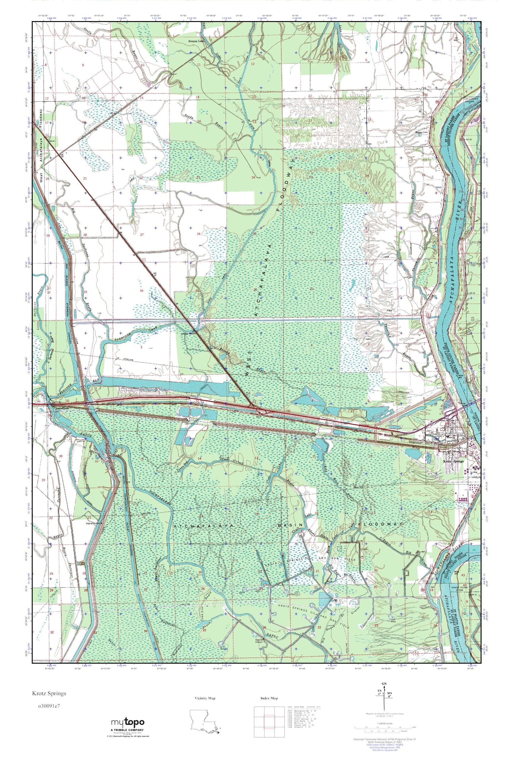 MyTopo Krotz Springs, Louisiana USGS Quad Topo Map