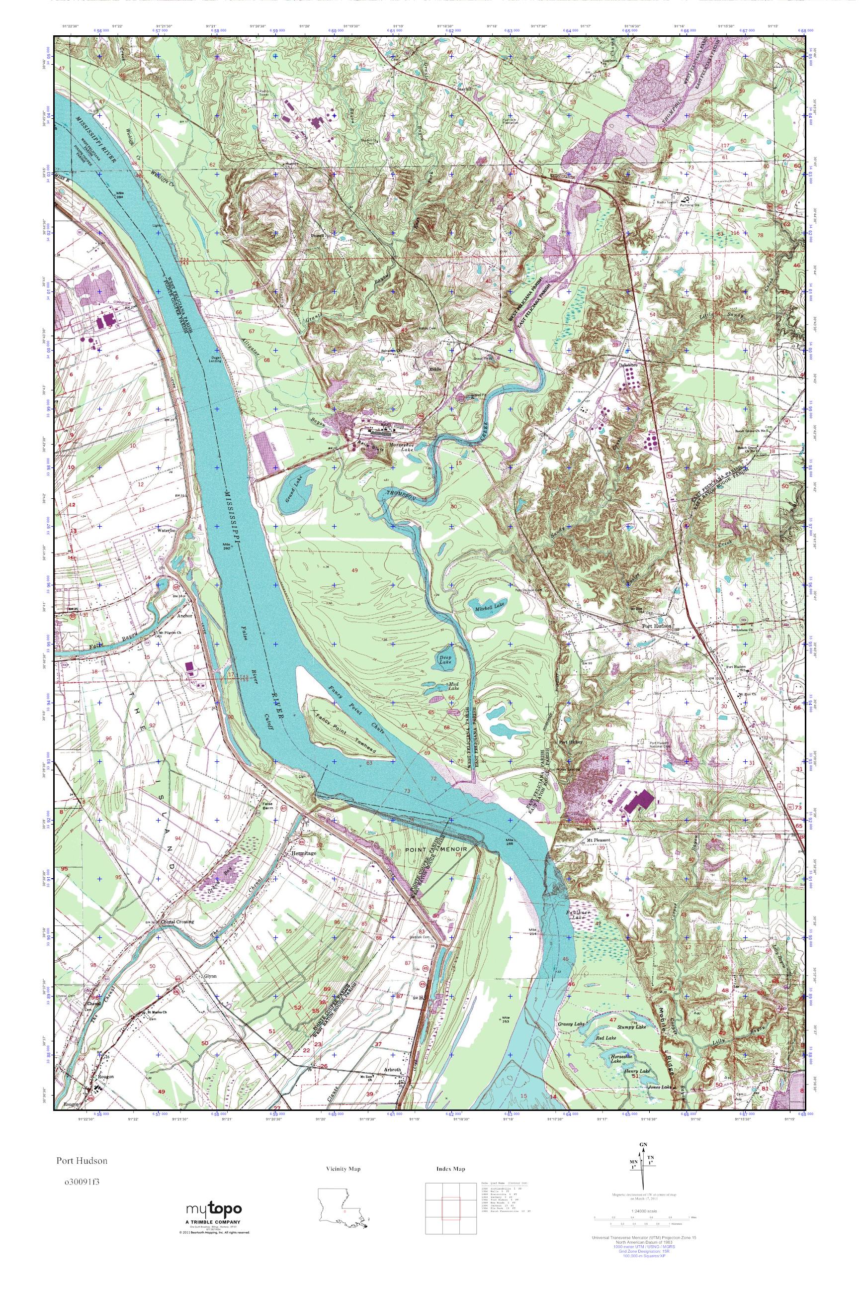 MyTopo Port Hudson, Louisiana USGS Quad Topo Map