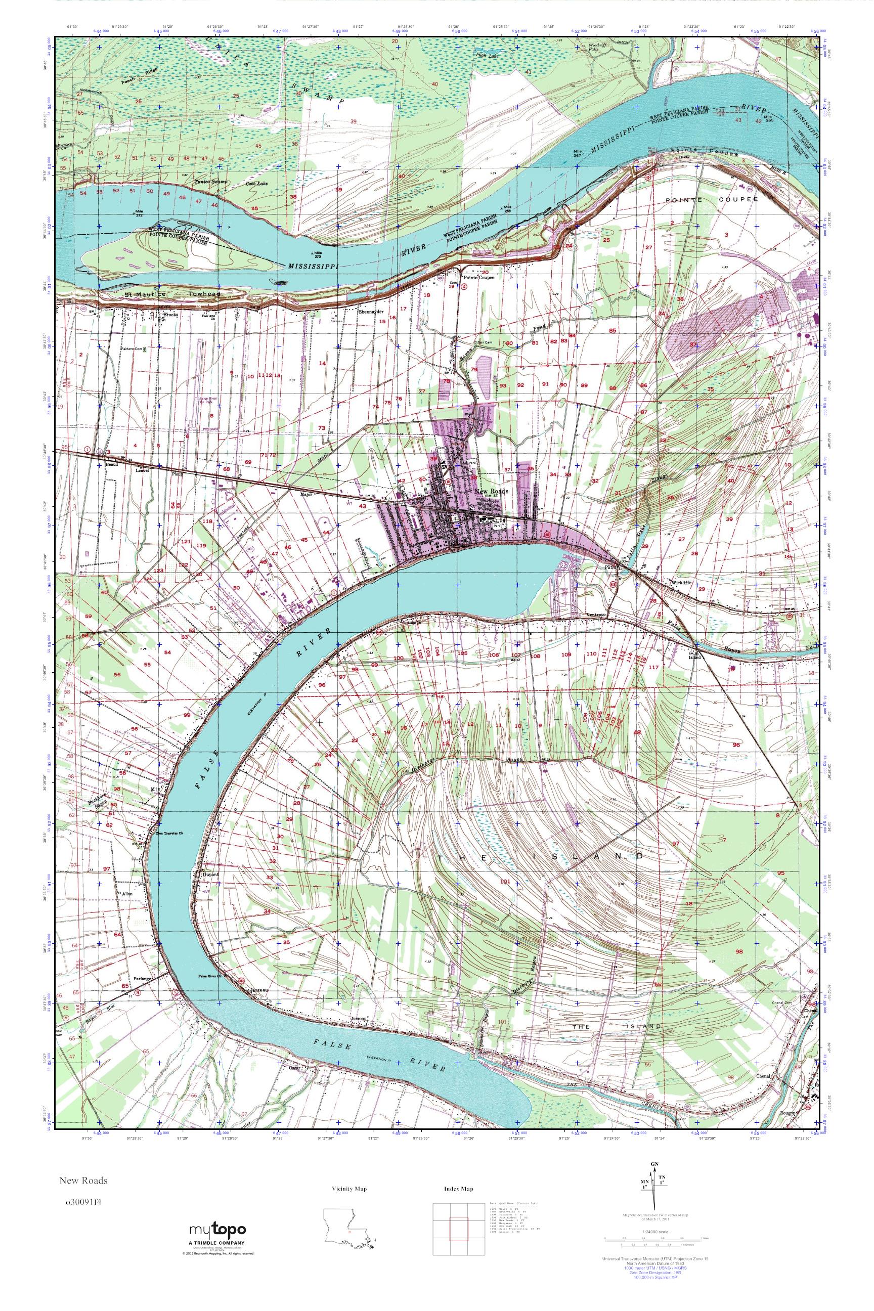 MyTopo New Roads, Louisiana USGS Quad Topo Map