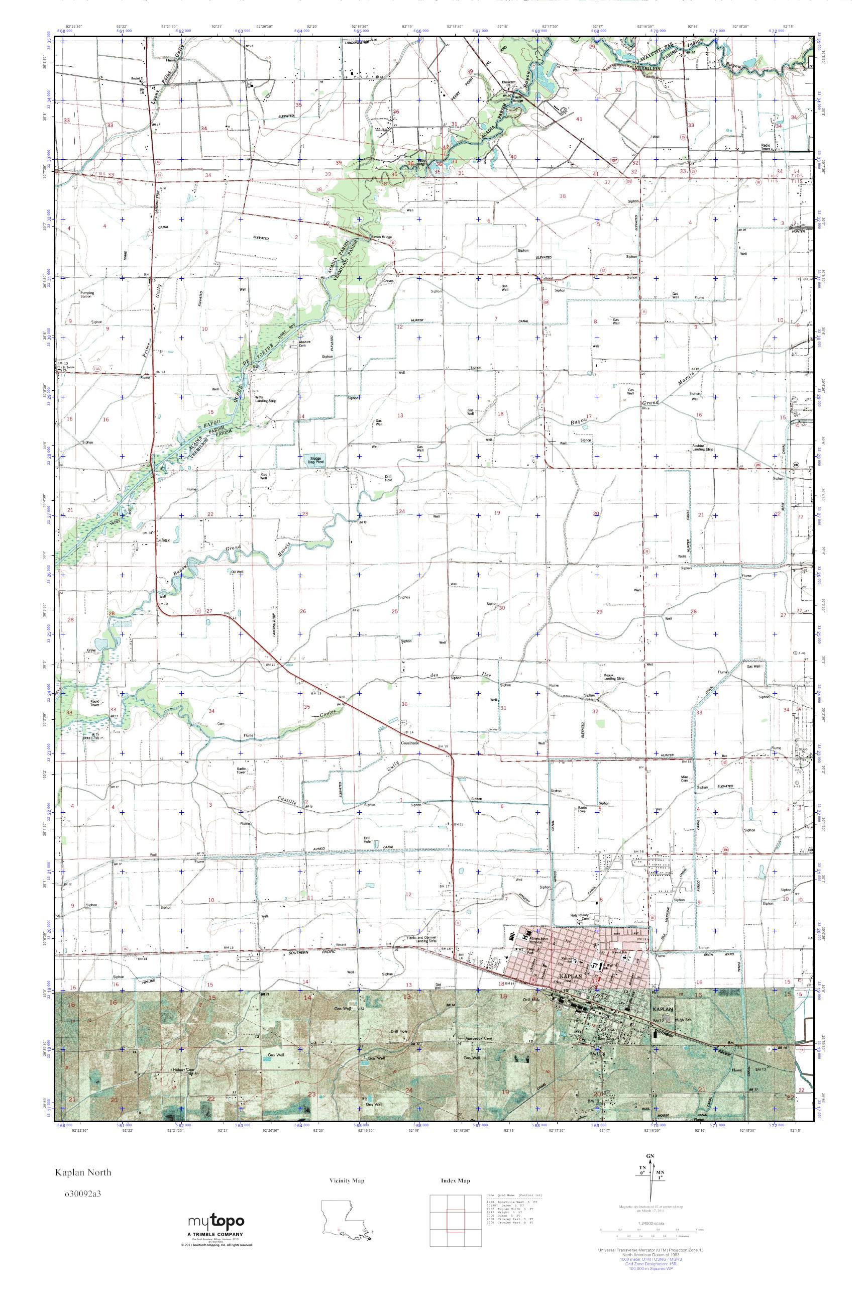 MyTopo Kaplan North, Louisiana USGS Quad Topo Map