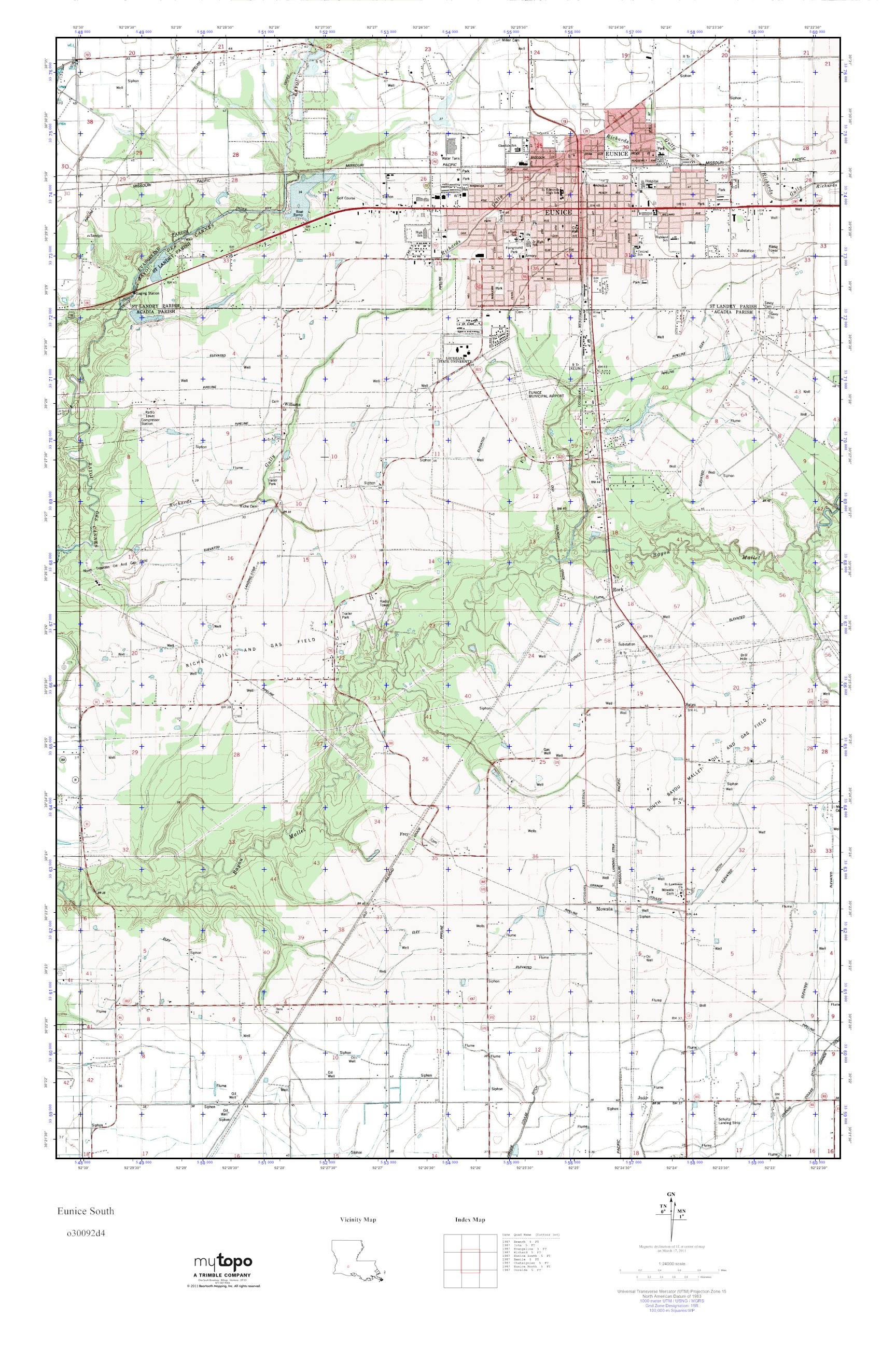 MyTopo Eunice South, Louisiana USGS Quad Topo Map