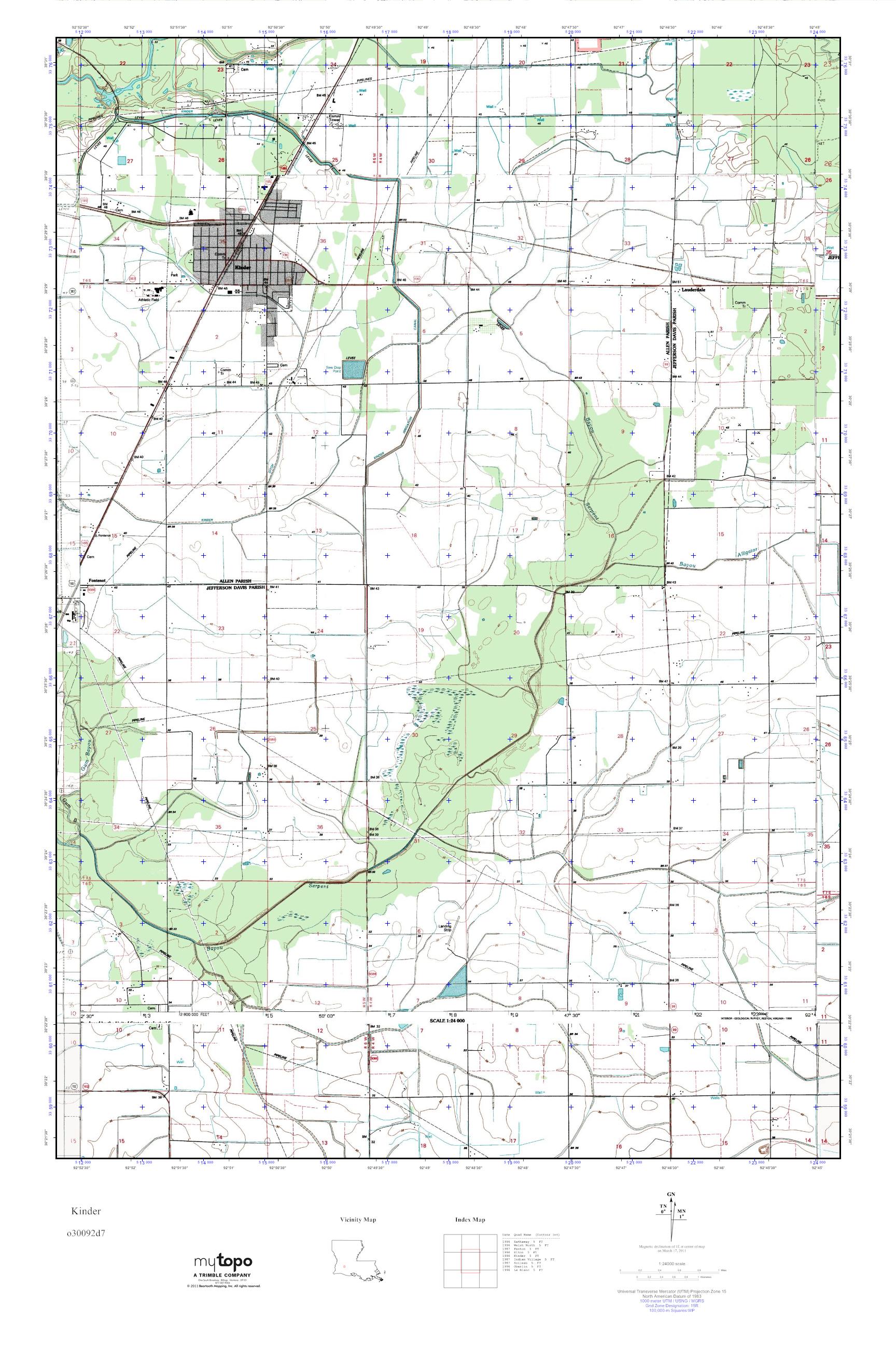 MyTopo Kinder, Louisiana USGS Quad Topo Map