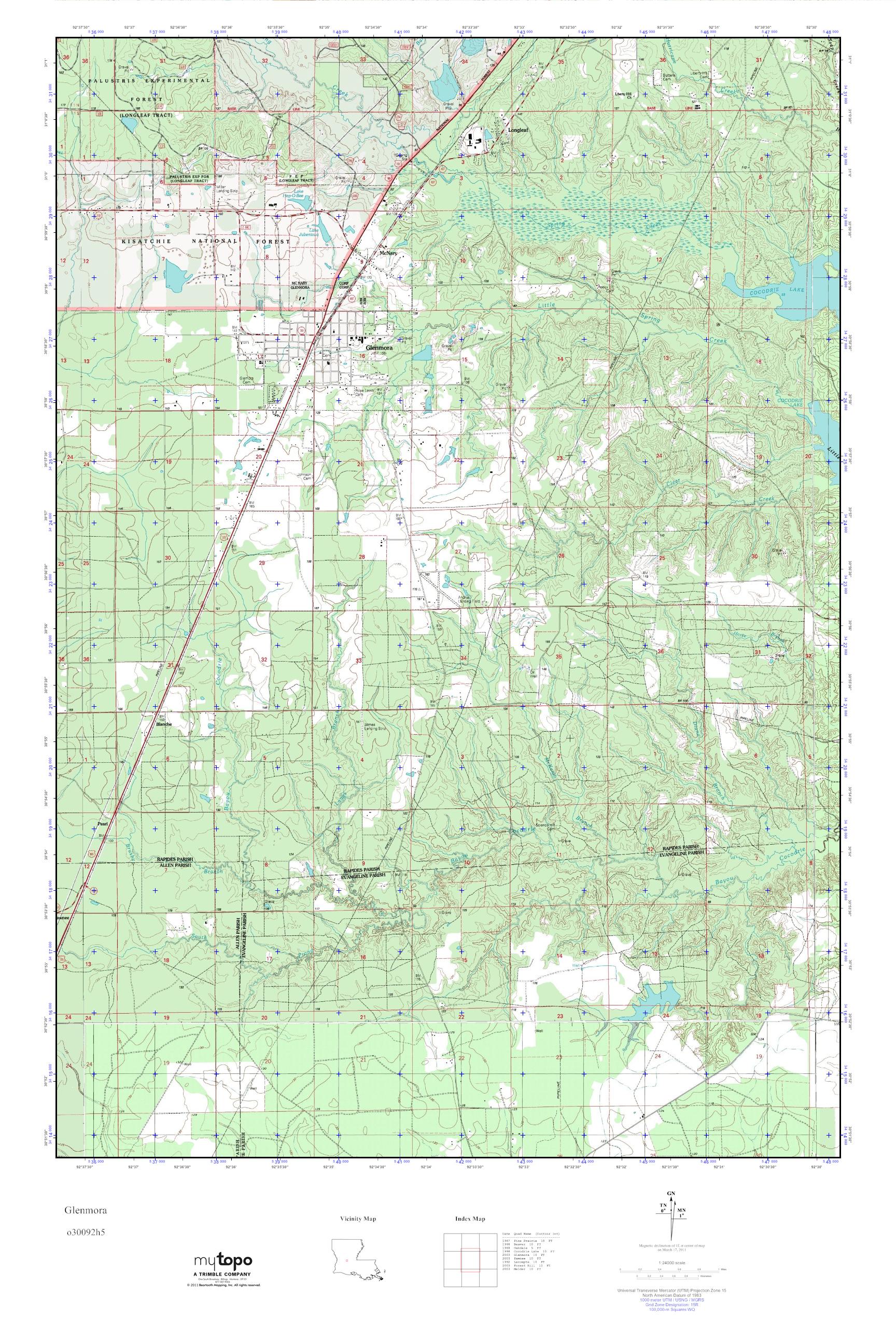 MyTopo Glenmora, Louisiana USGS Quad Topo Map