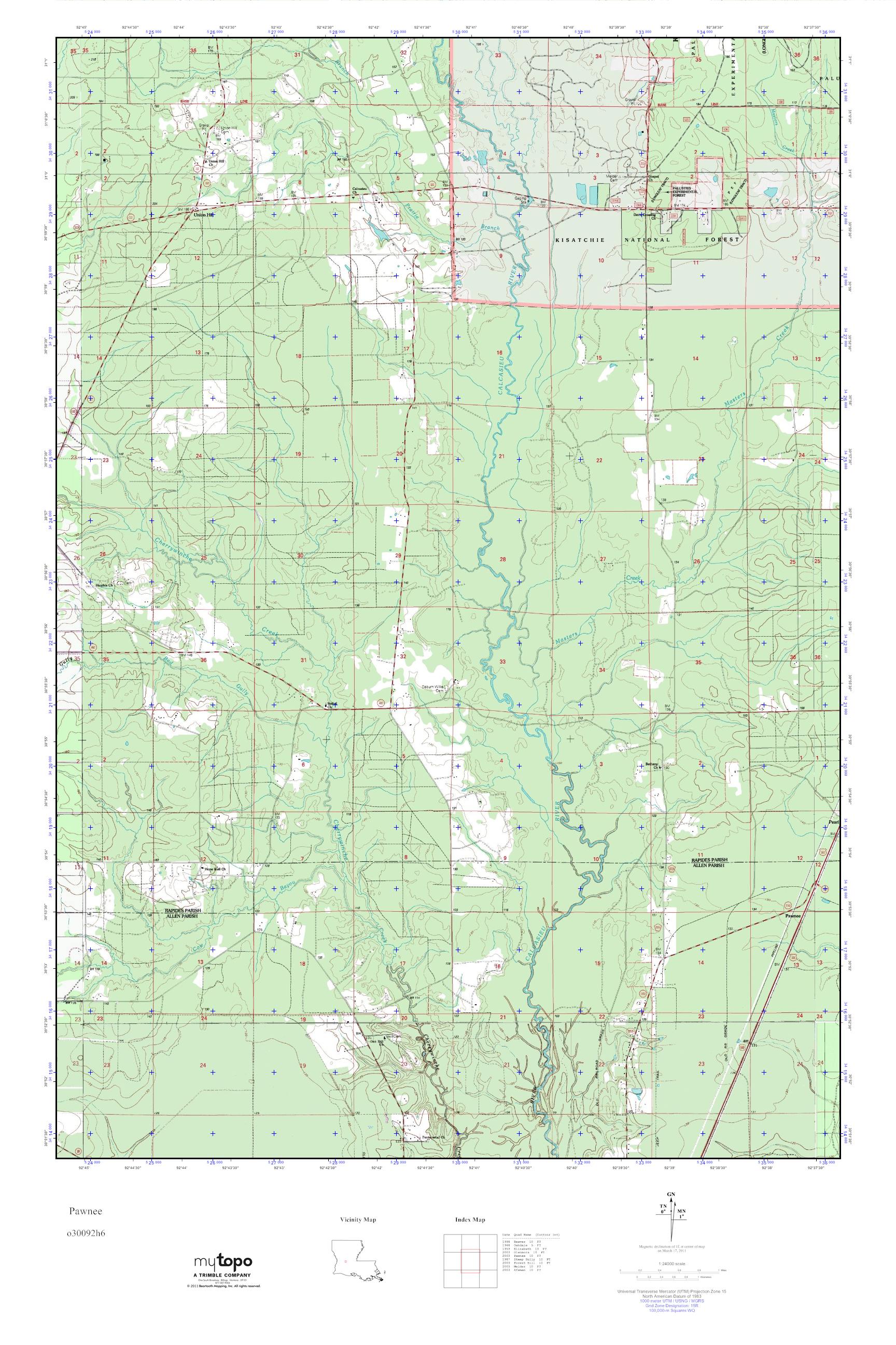 MyTopo Pawnee, Louisiana USGS Quad Topo Map