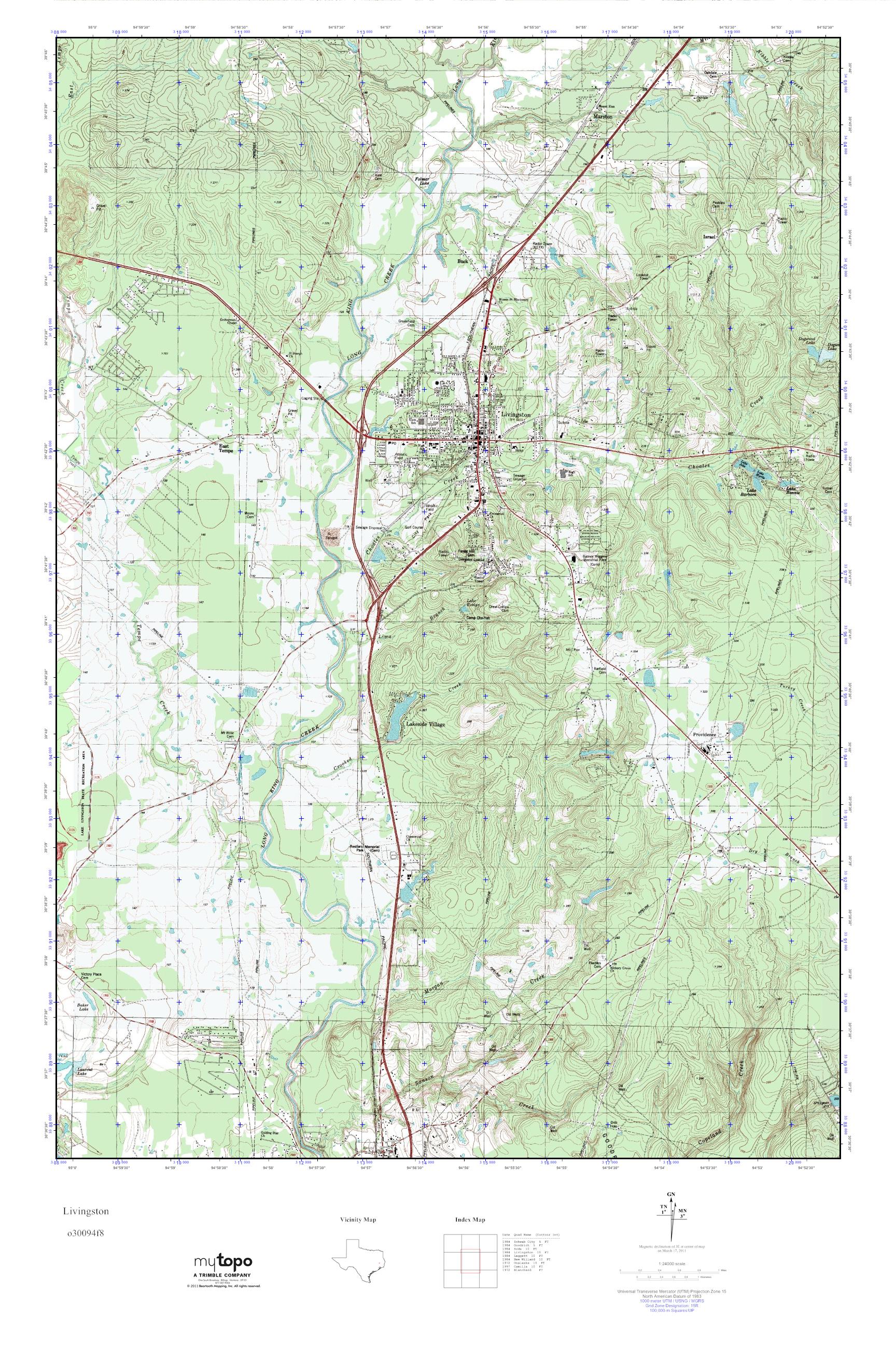 MyTopo Livingston, Texas USGS Quad Topo Map