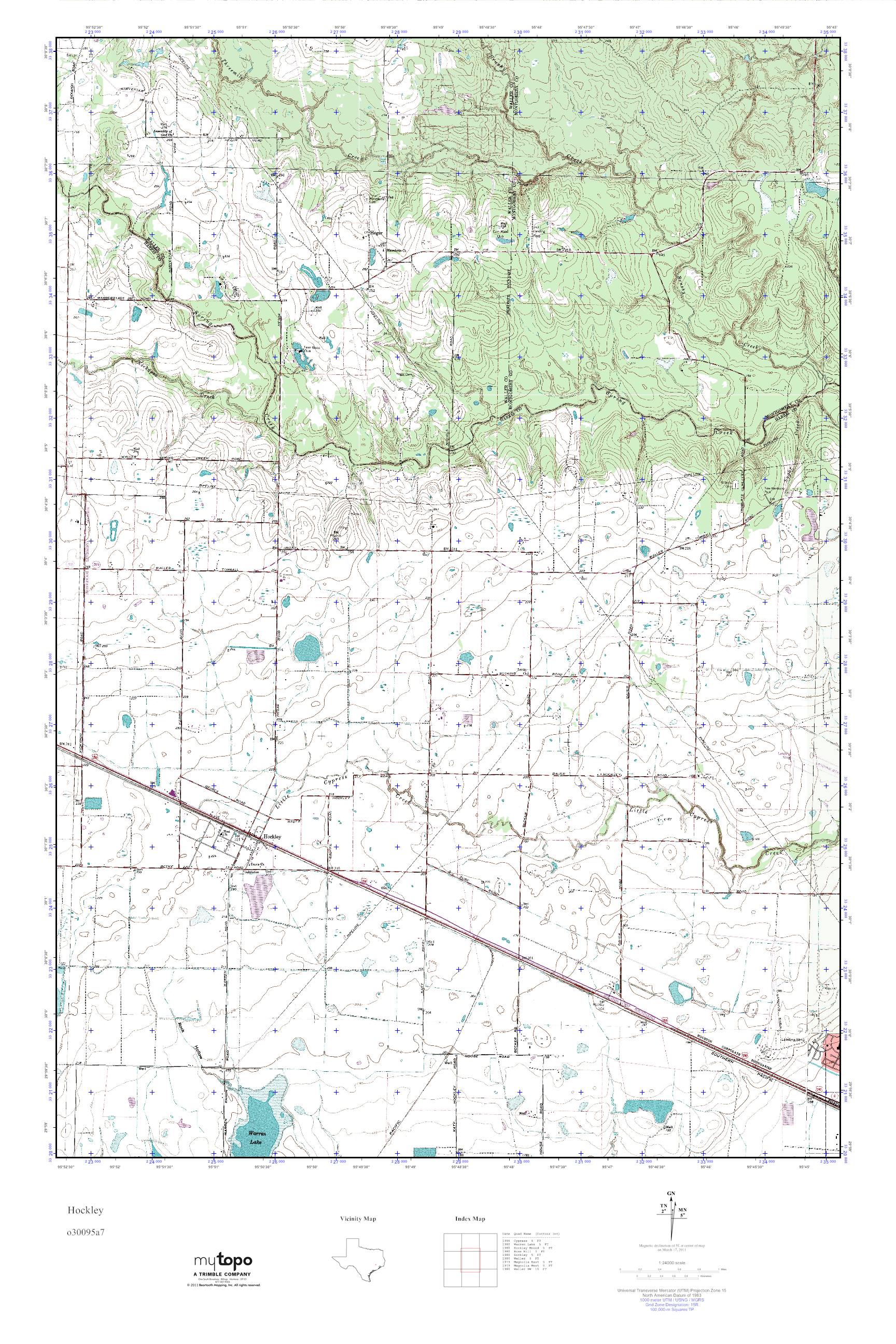 MyTopo Hockley, Texas USGS Quad Topo Map