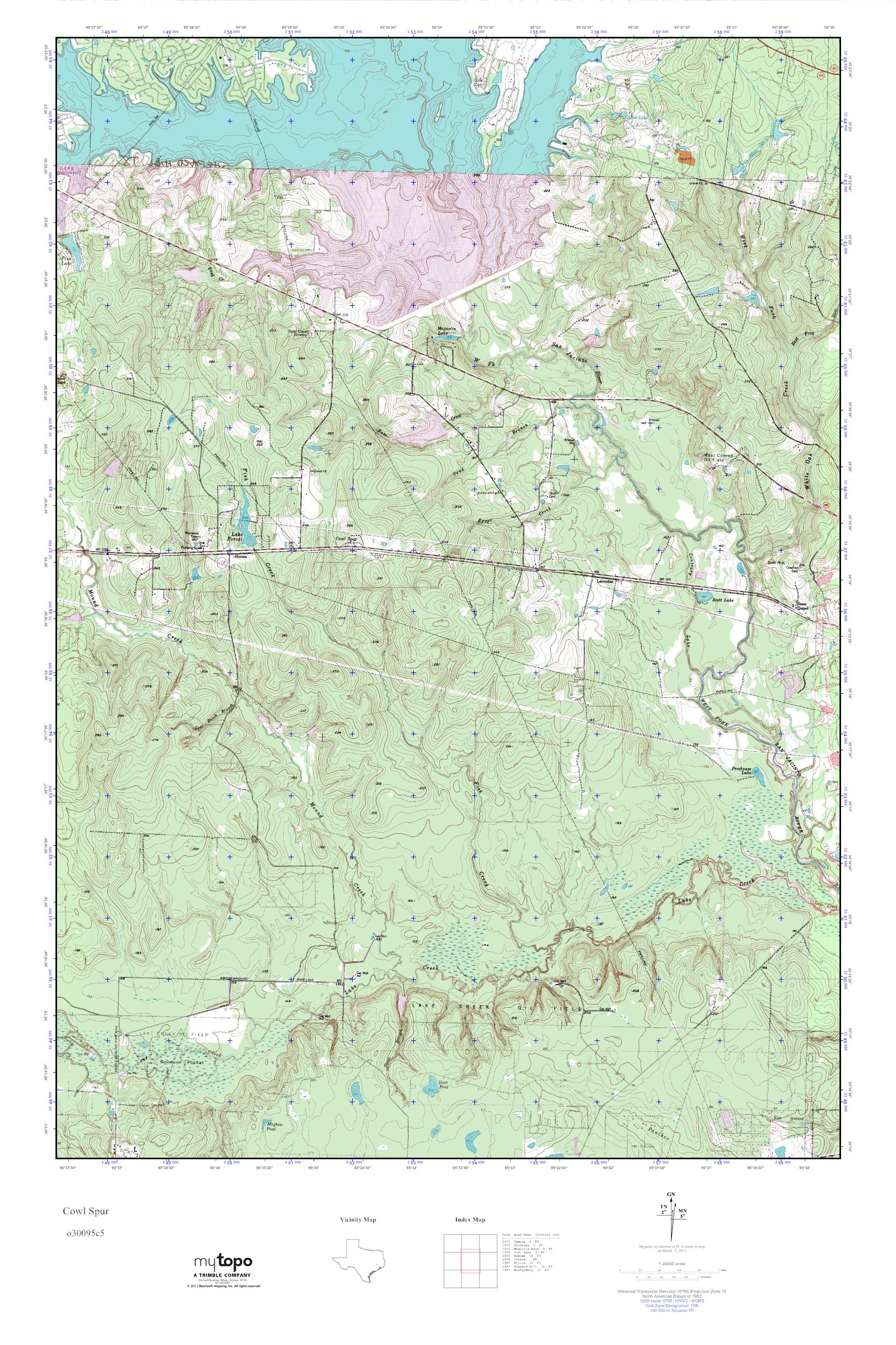 MyTopo Cowl Spur, Texas USGS Quad Topo Map