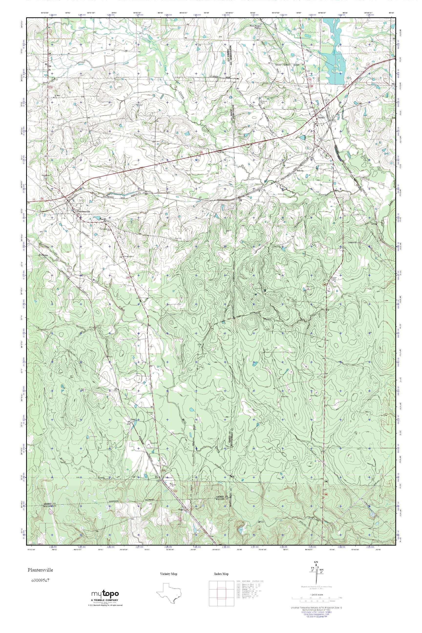 MyTopo Plantersville, Texas USGS Quad Topo Map