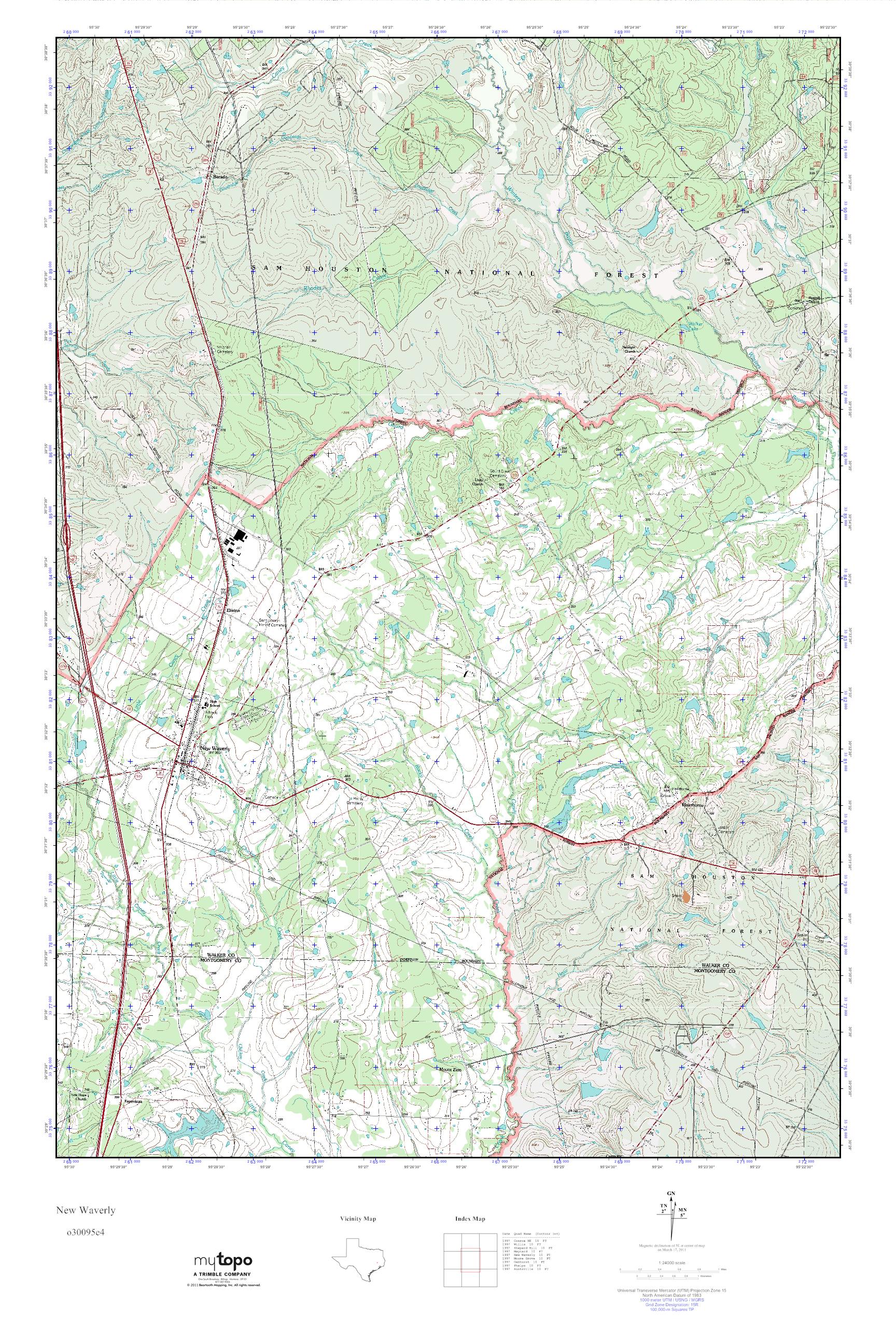 MyTopo New Waverly, Texas USGS Quad Topo Map