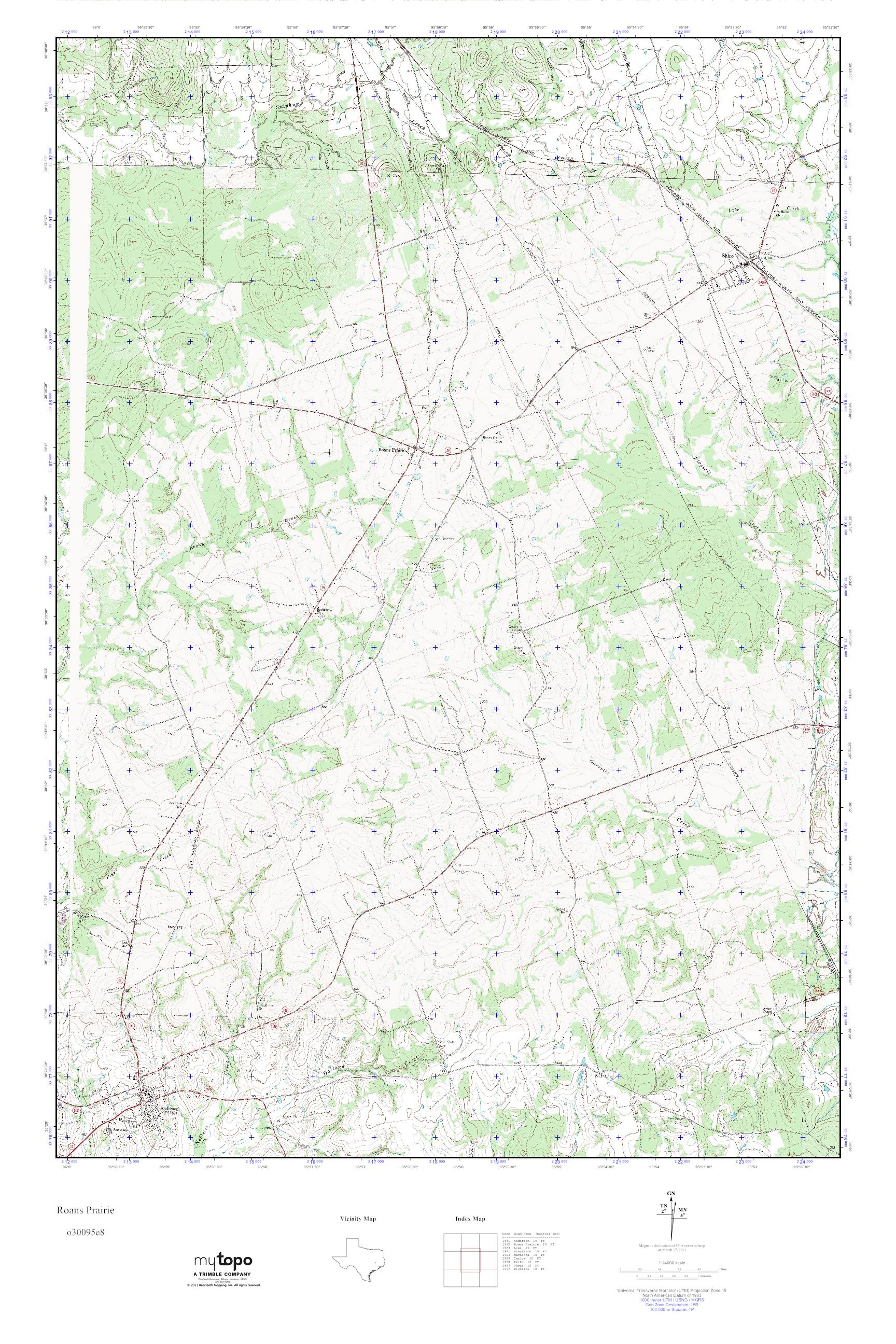 MyTopo Roans Prairie, Texas USGS Quad Topo Map