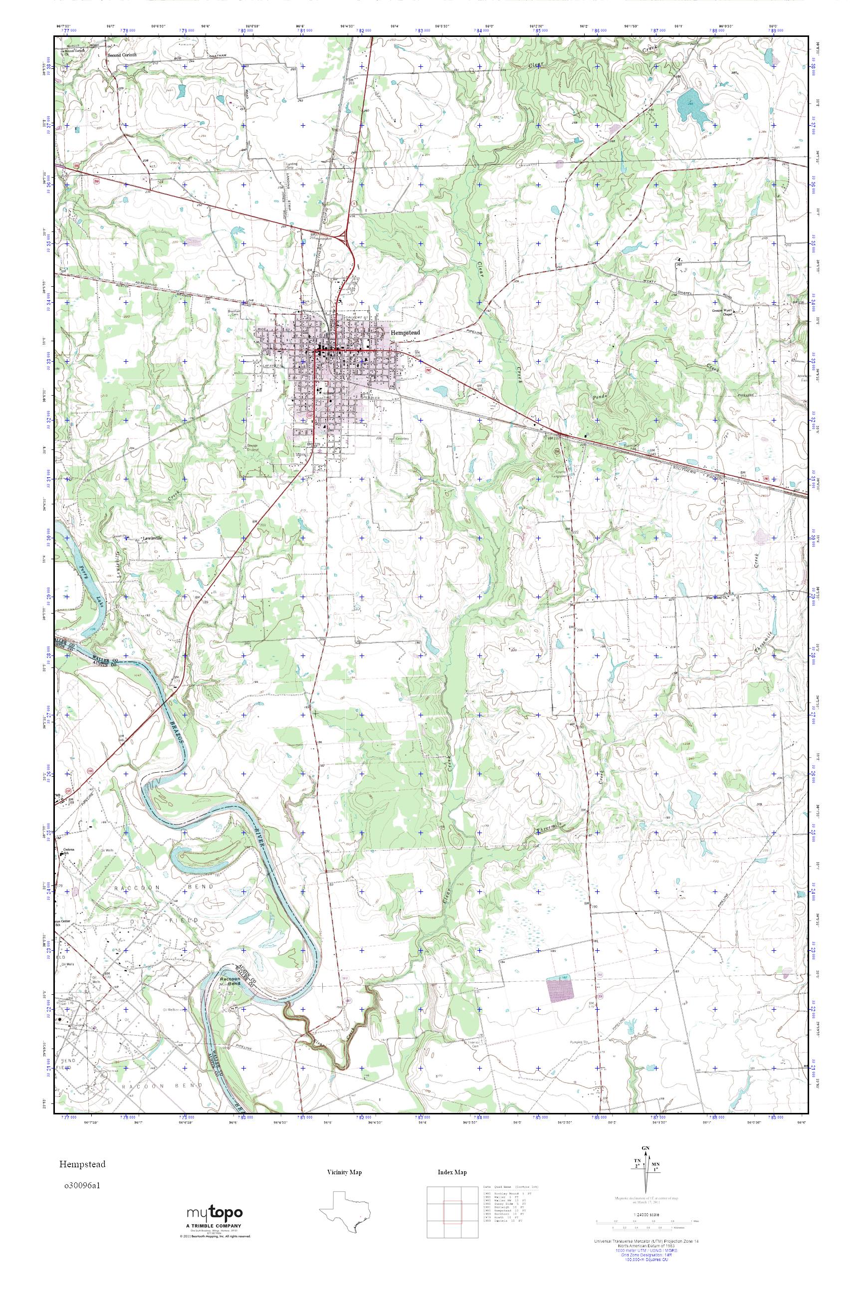 MyTopo Hempstead, Texas USGS Quad Topo Map