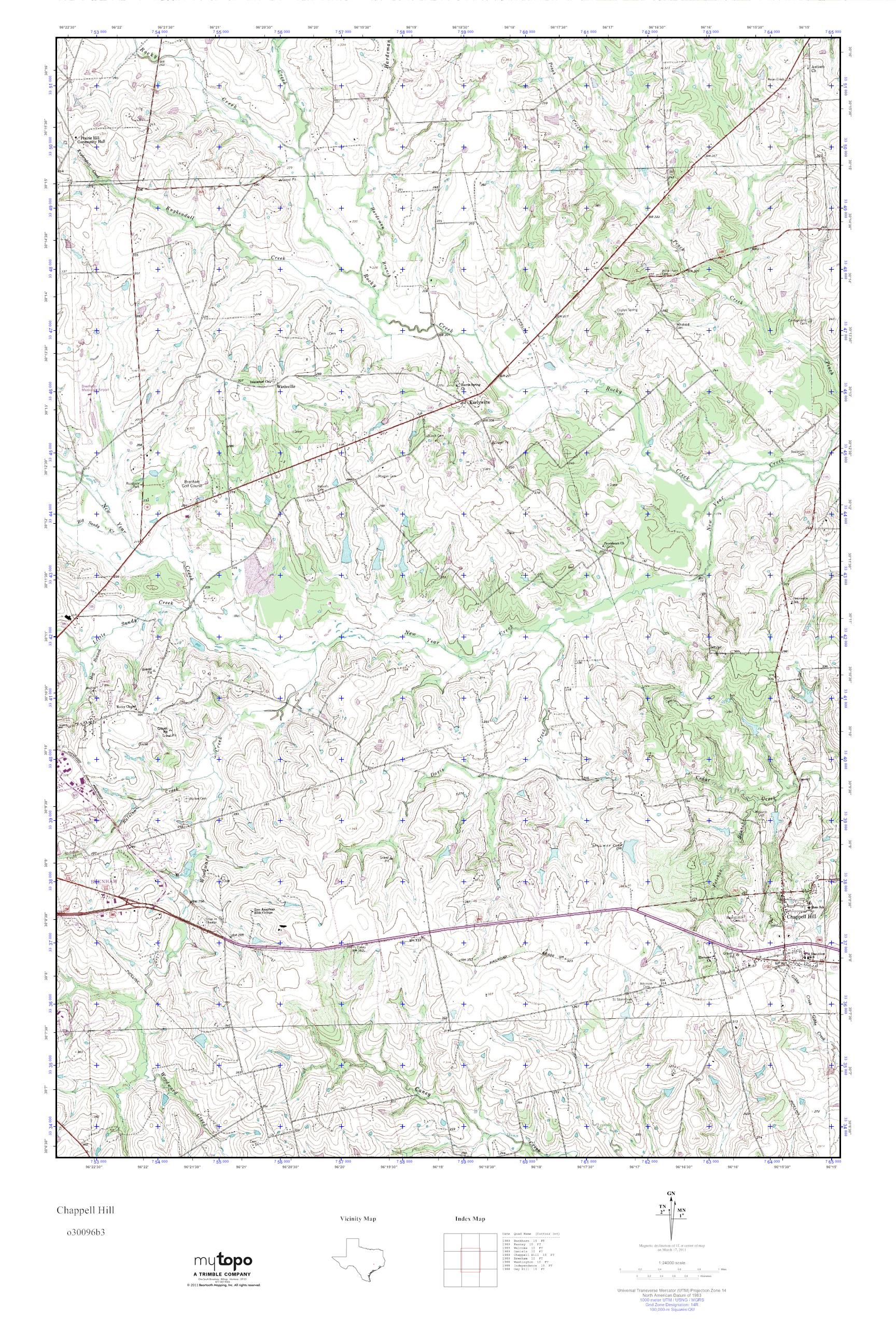 MyTopo Chappell Hill, Texas USGS Quad Topo Map