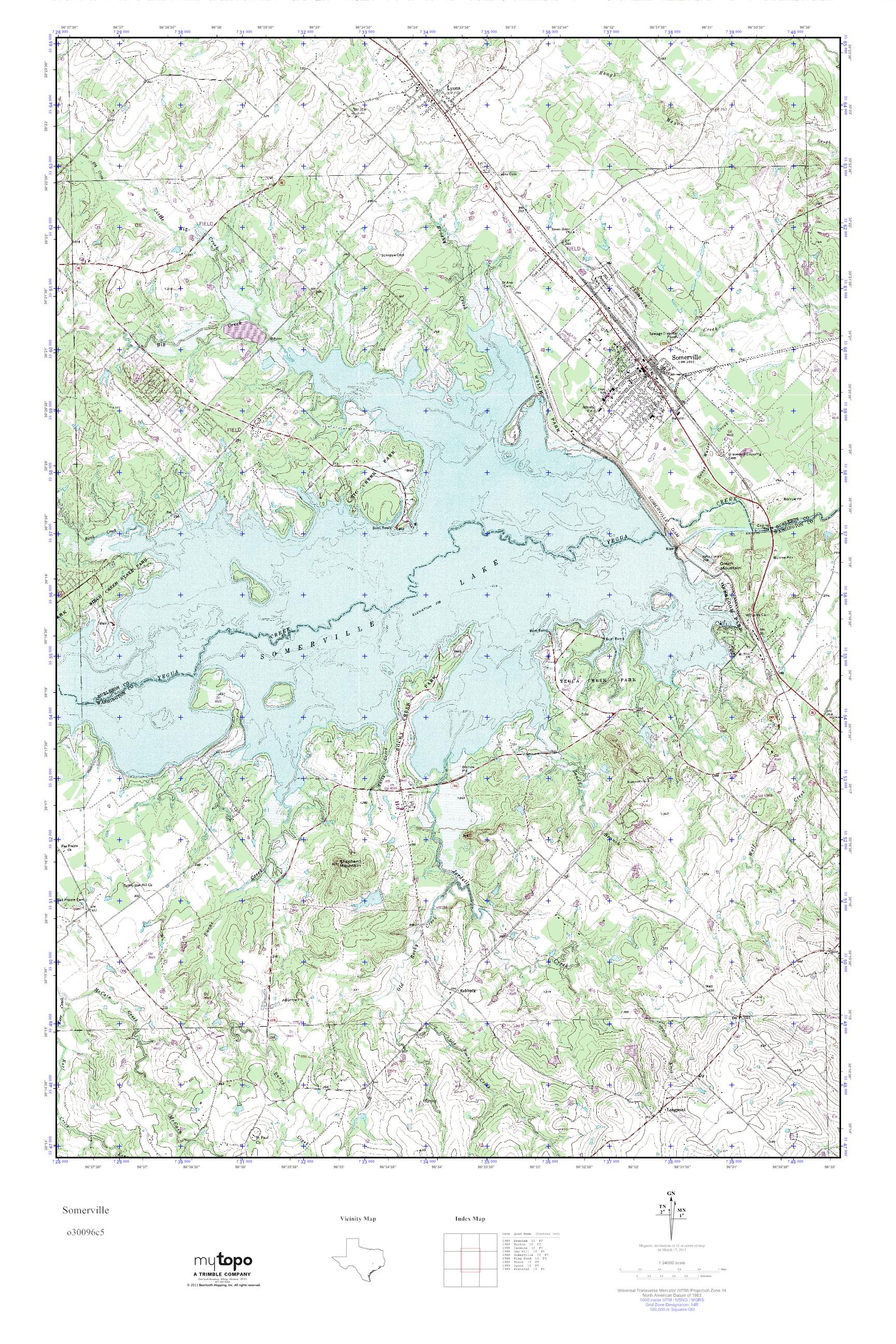 MyTopo Somerville, Texas USGS Quad Topo Map