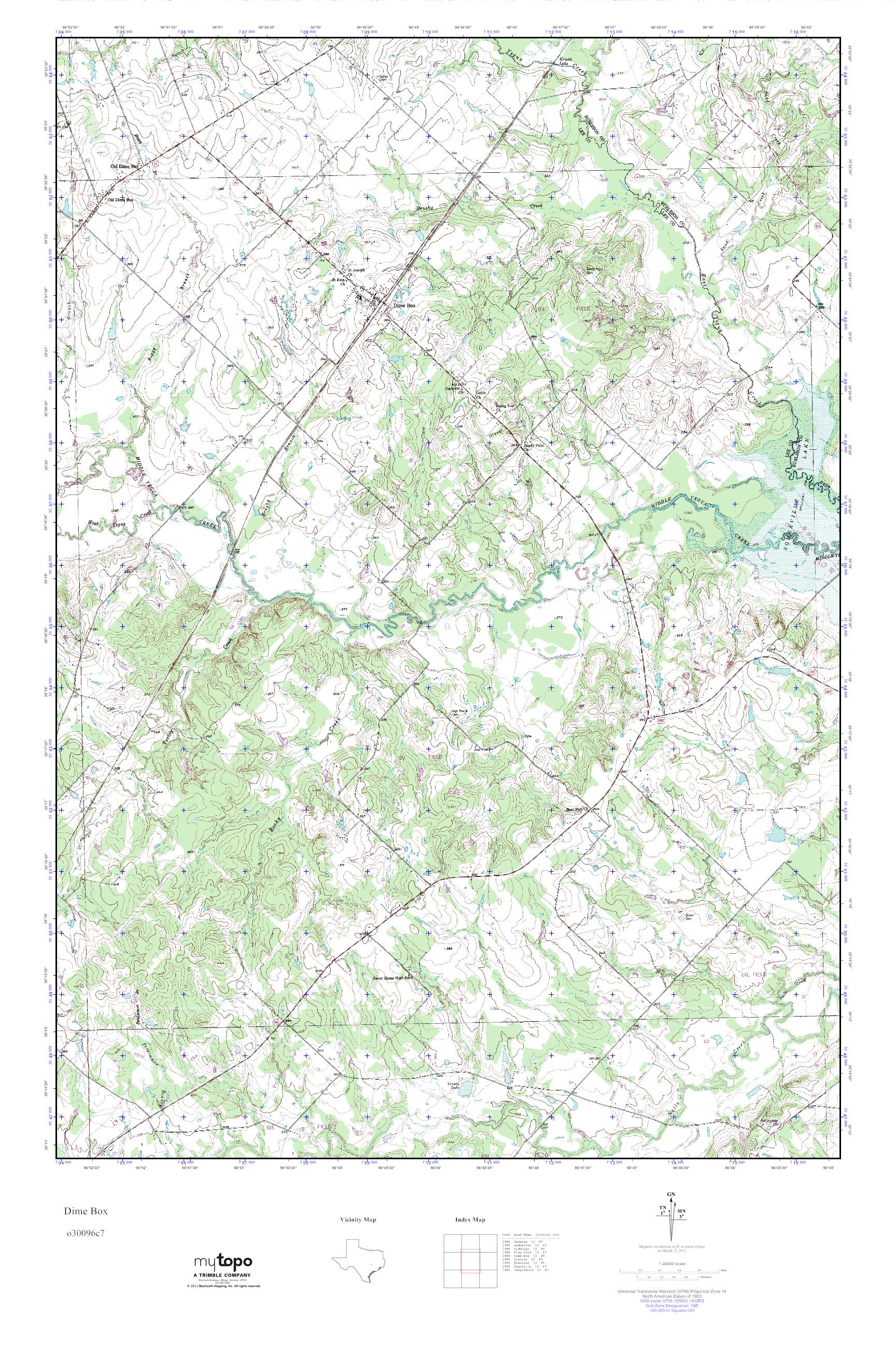 MyTopo Dime Box, Texas USGS Quad Topo Map