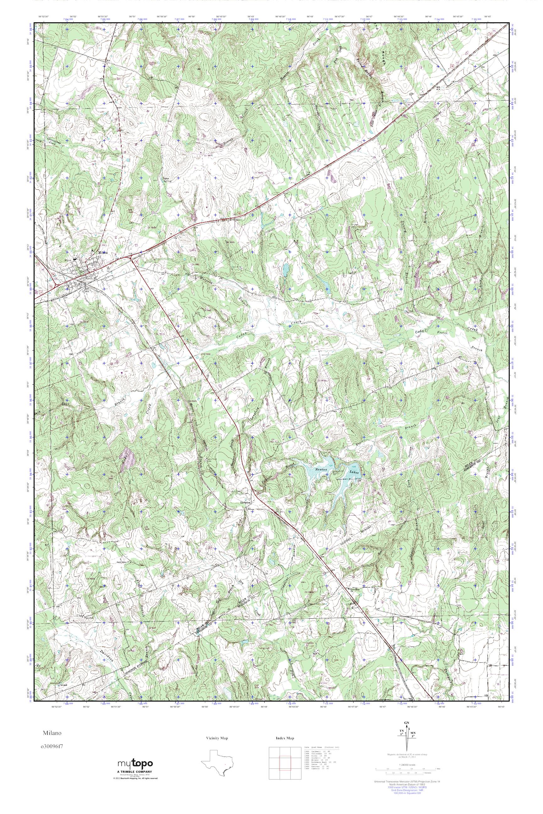 MyTopo Milano, Texas USGS Quad Topo Map