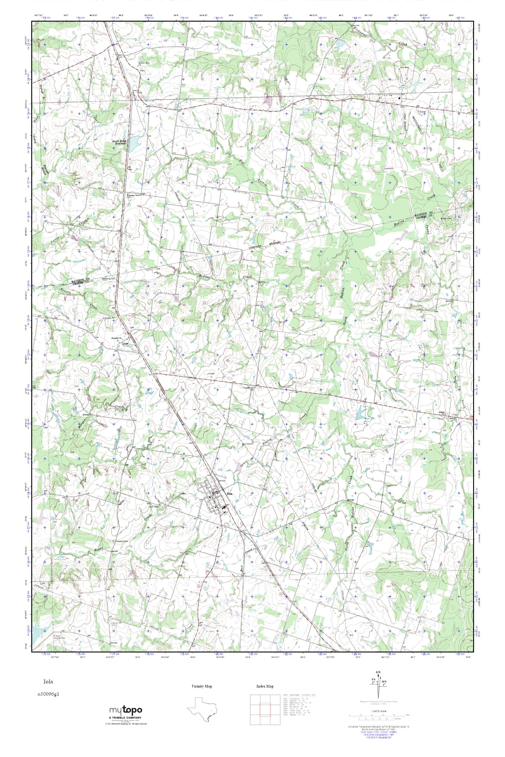 MyTopo Iola, Texas USGS Quad Topo Map