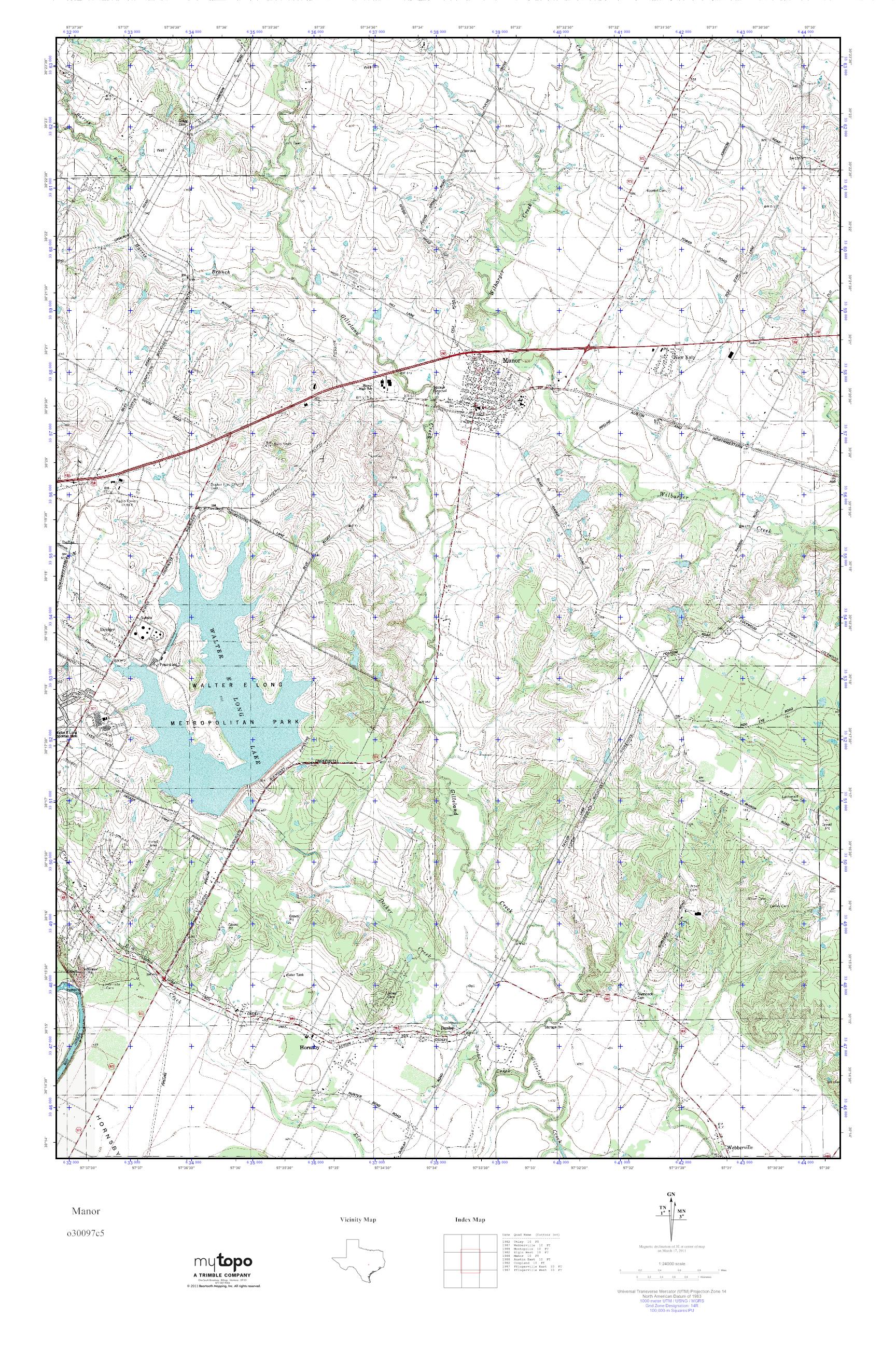 MyTopo Manor, Texas USGS Quad Topo Map