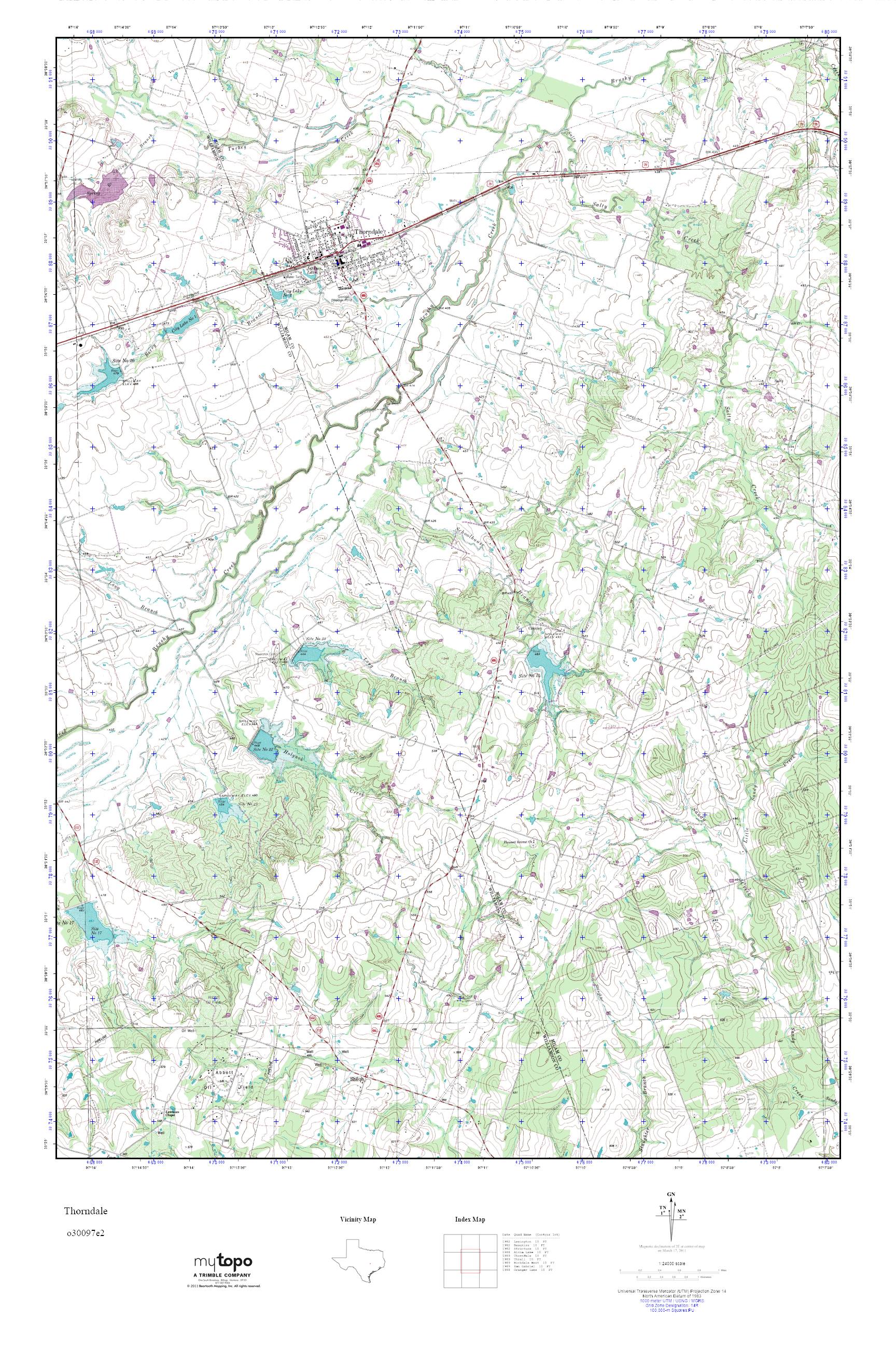 MyTopo Thorndale, Texas USGS Quad Topo Map