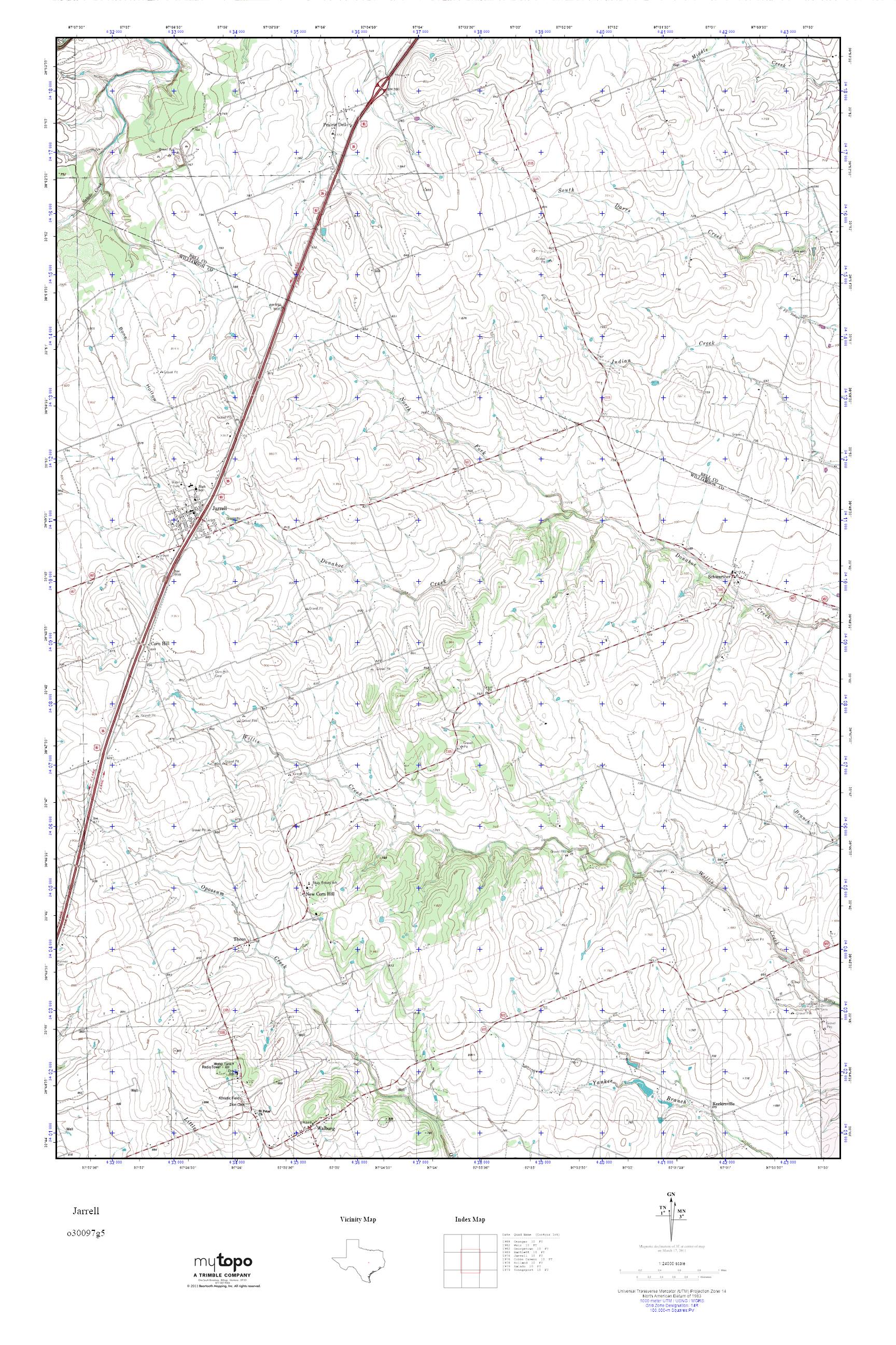 MyTopo Jarrell, Texas USGS Quad Topo Map