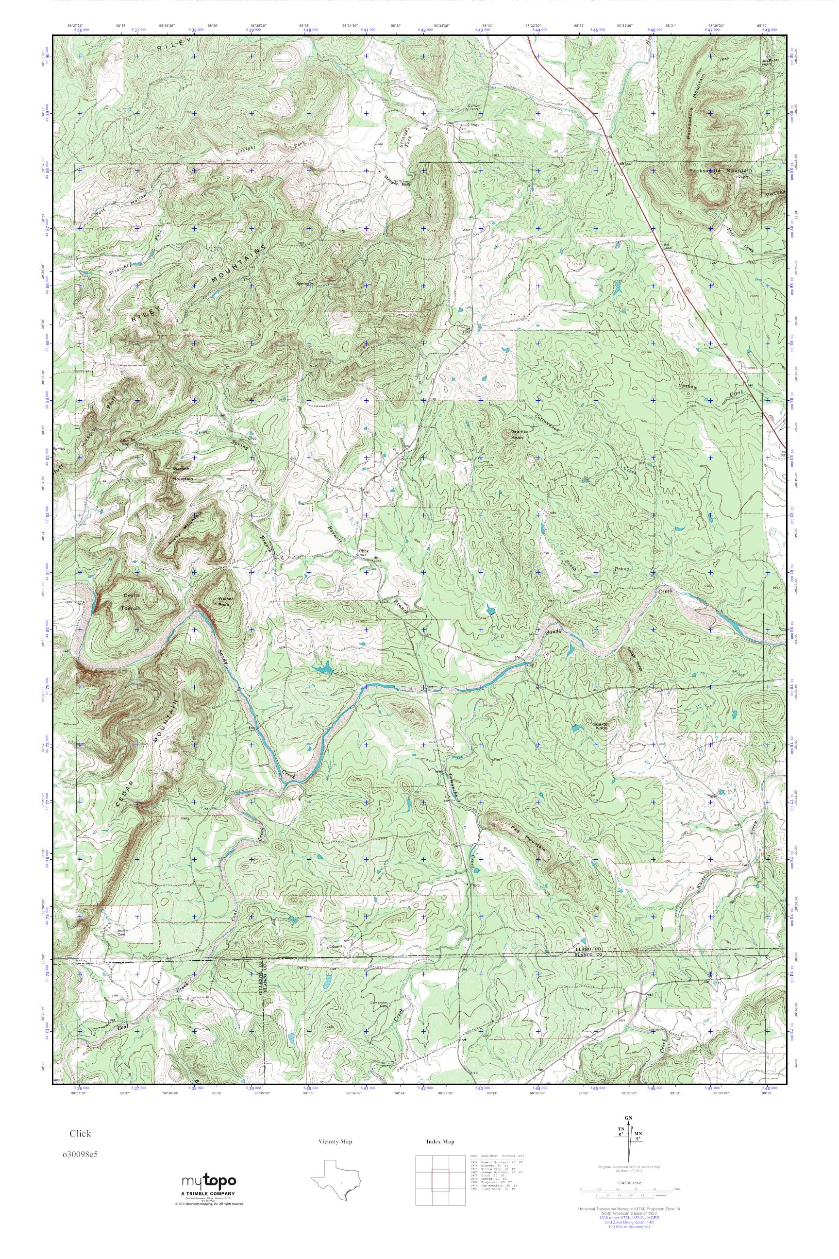 MyTopo Click, Texas USGS Quad Topo Map