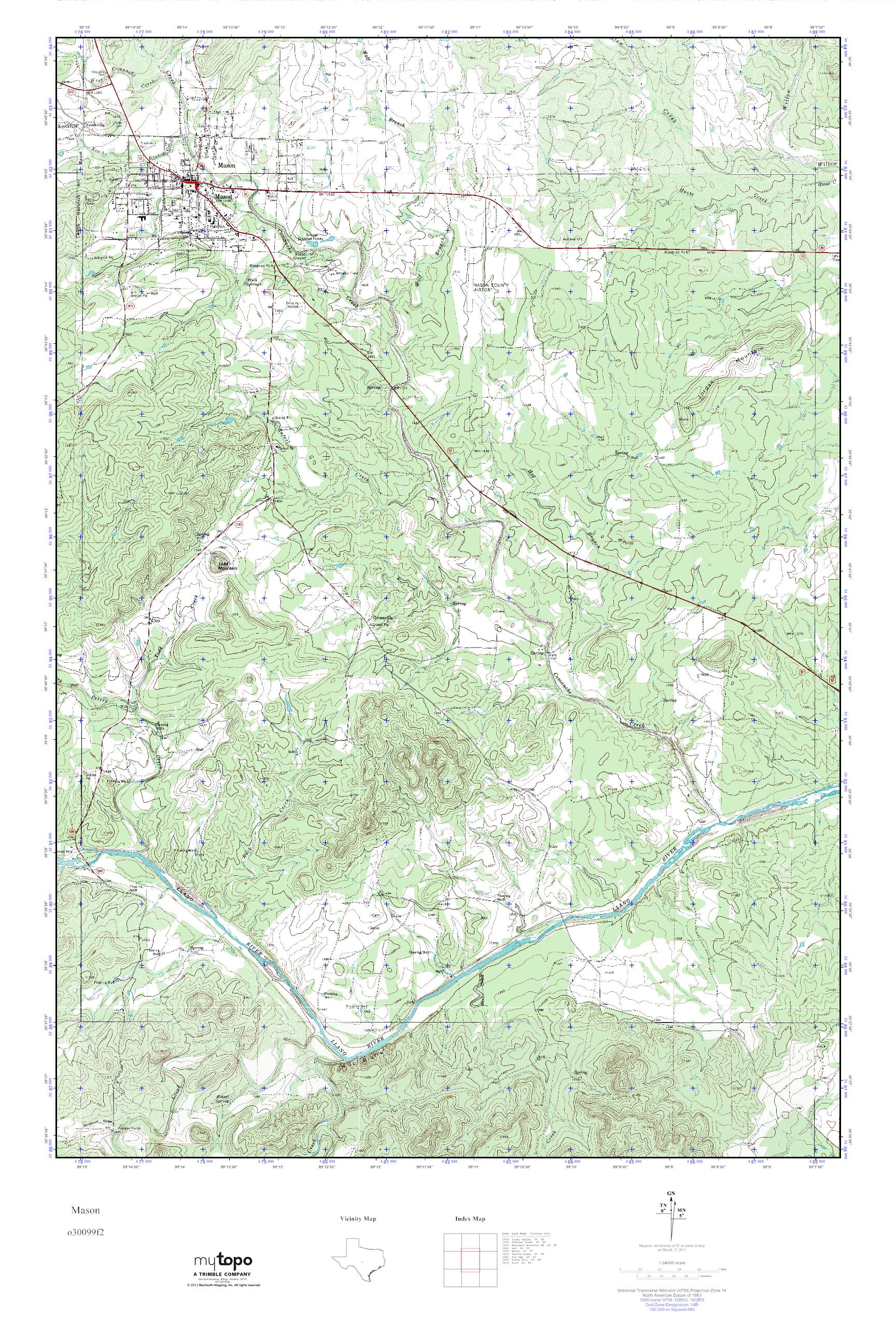 MyTopo Mason, Texas USGS Quad Topo Map