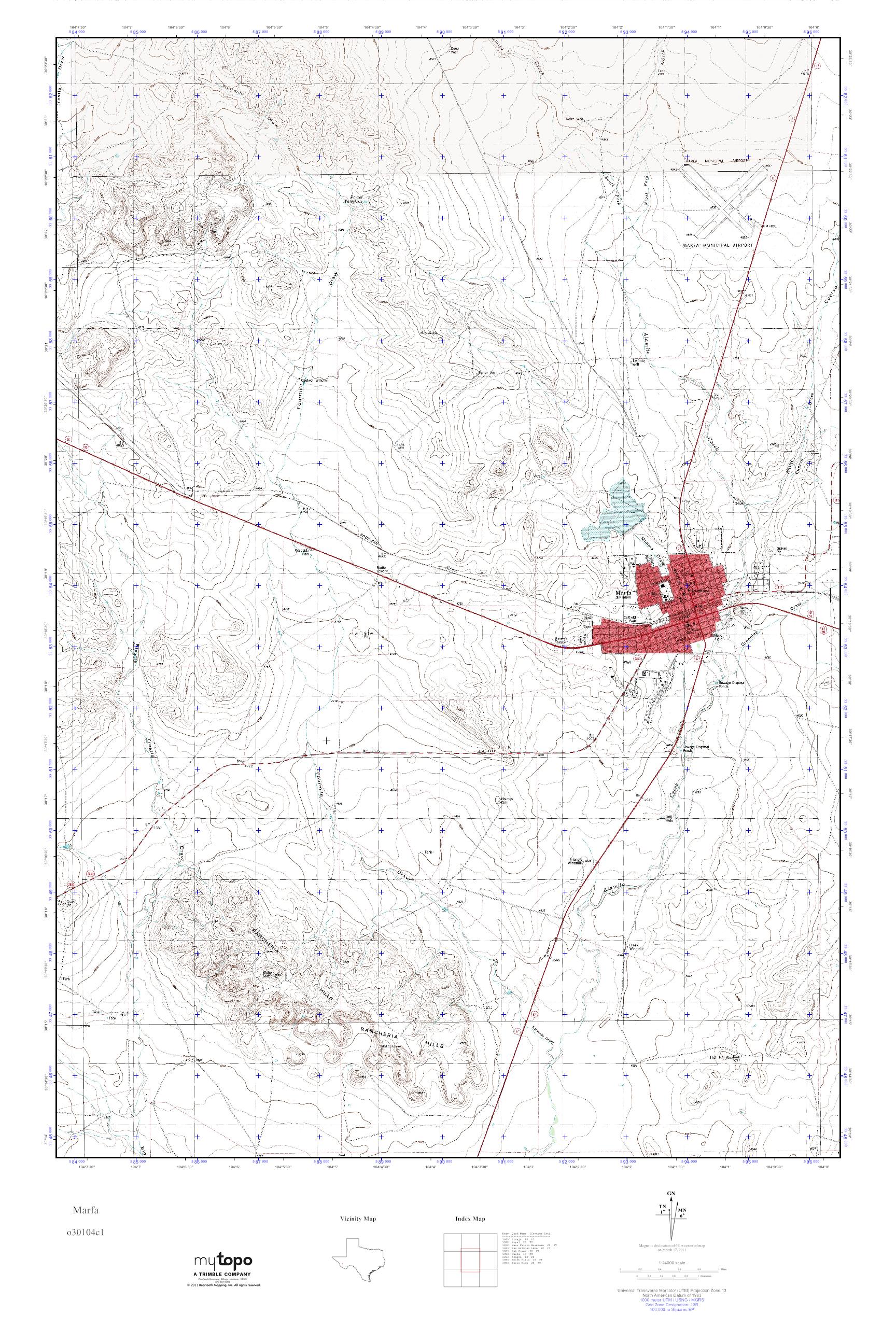 MyTopo Marfa, Texas USGS Quad Topo Map