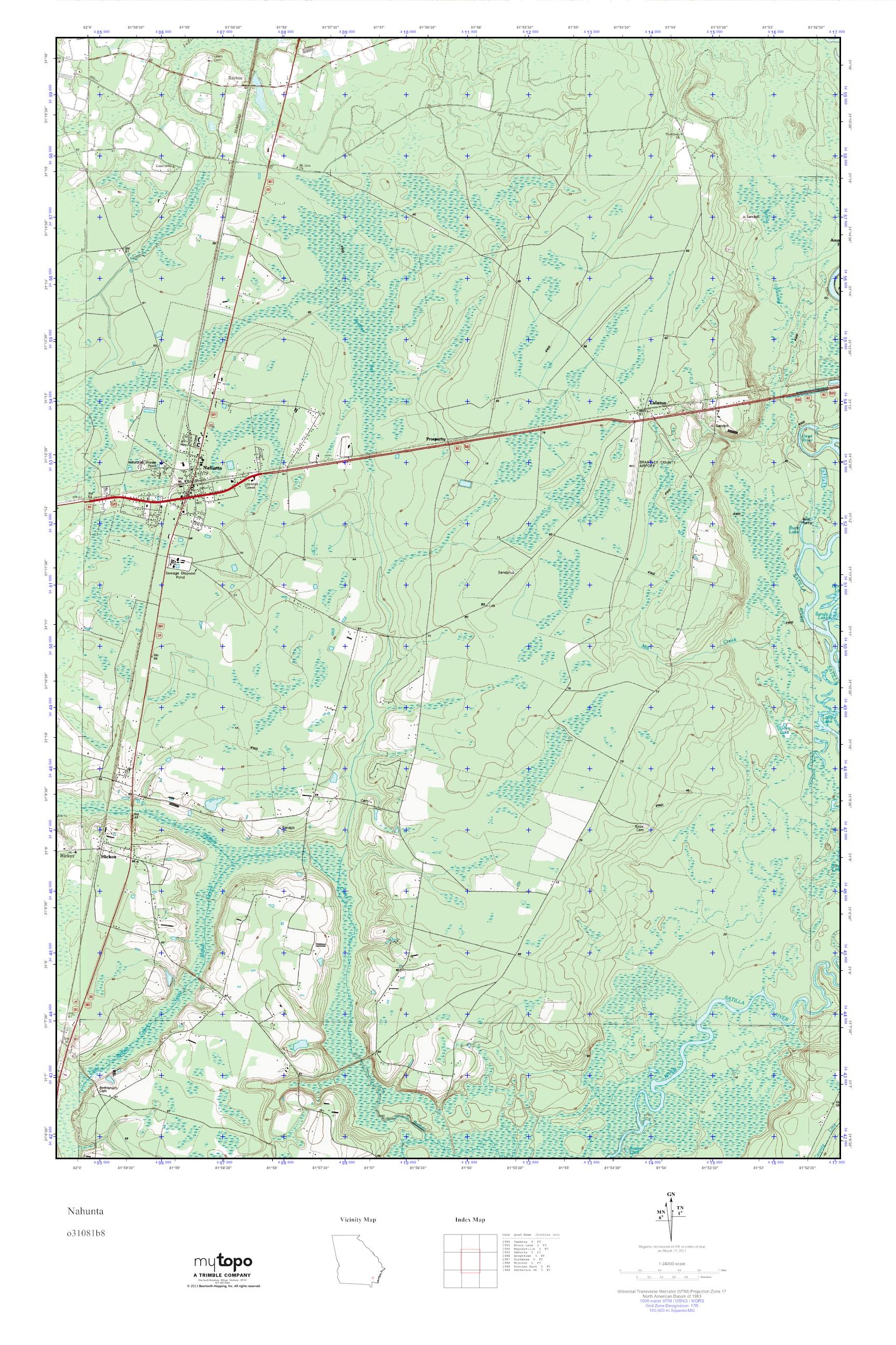 MyTopo Nahunta, USGS Quad Topo Map