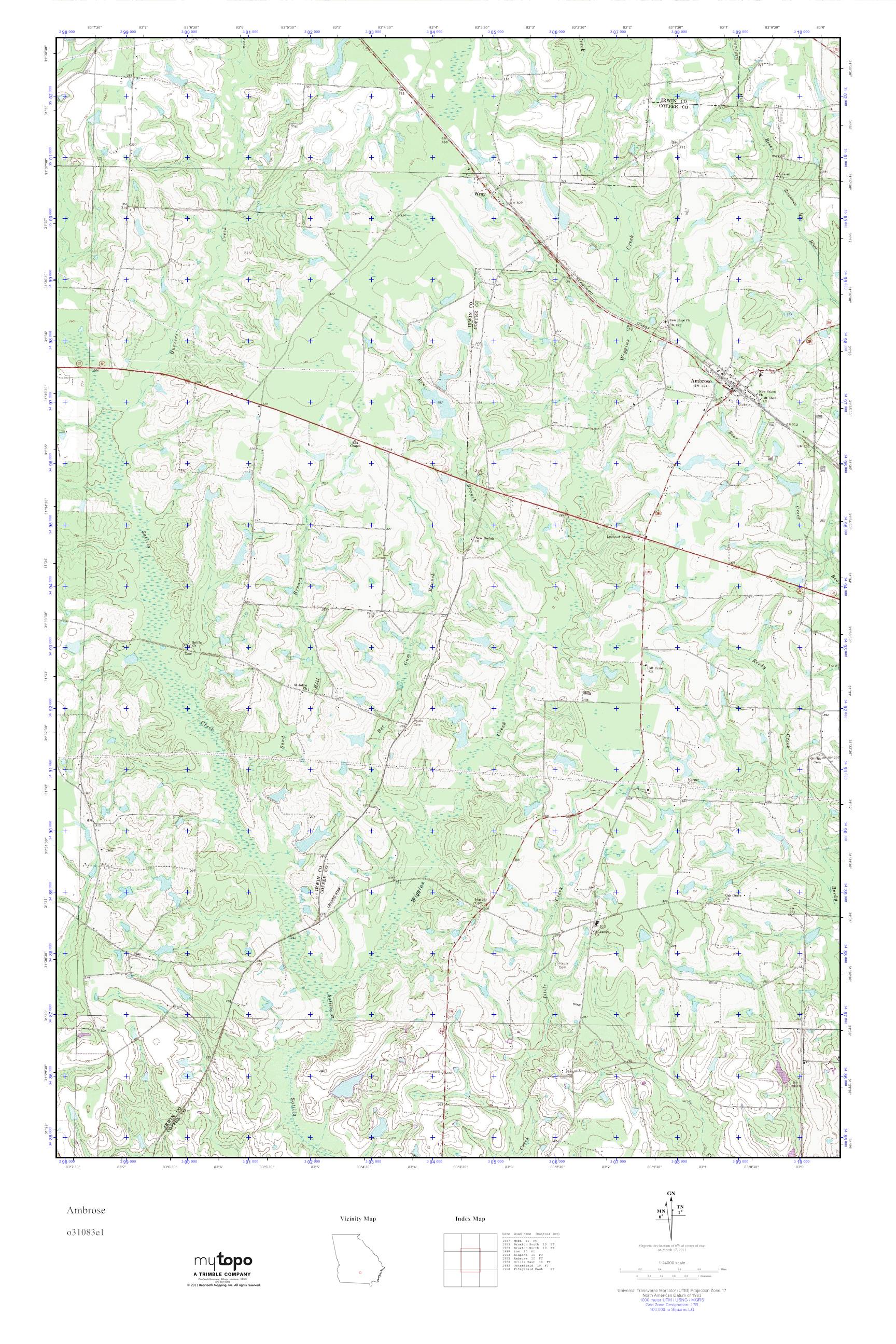 MyTopo Ambrose, USGS Quad Topo Map