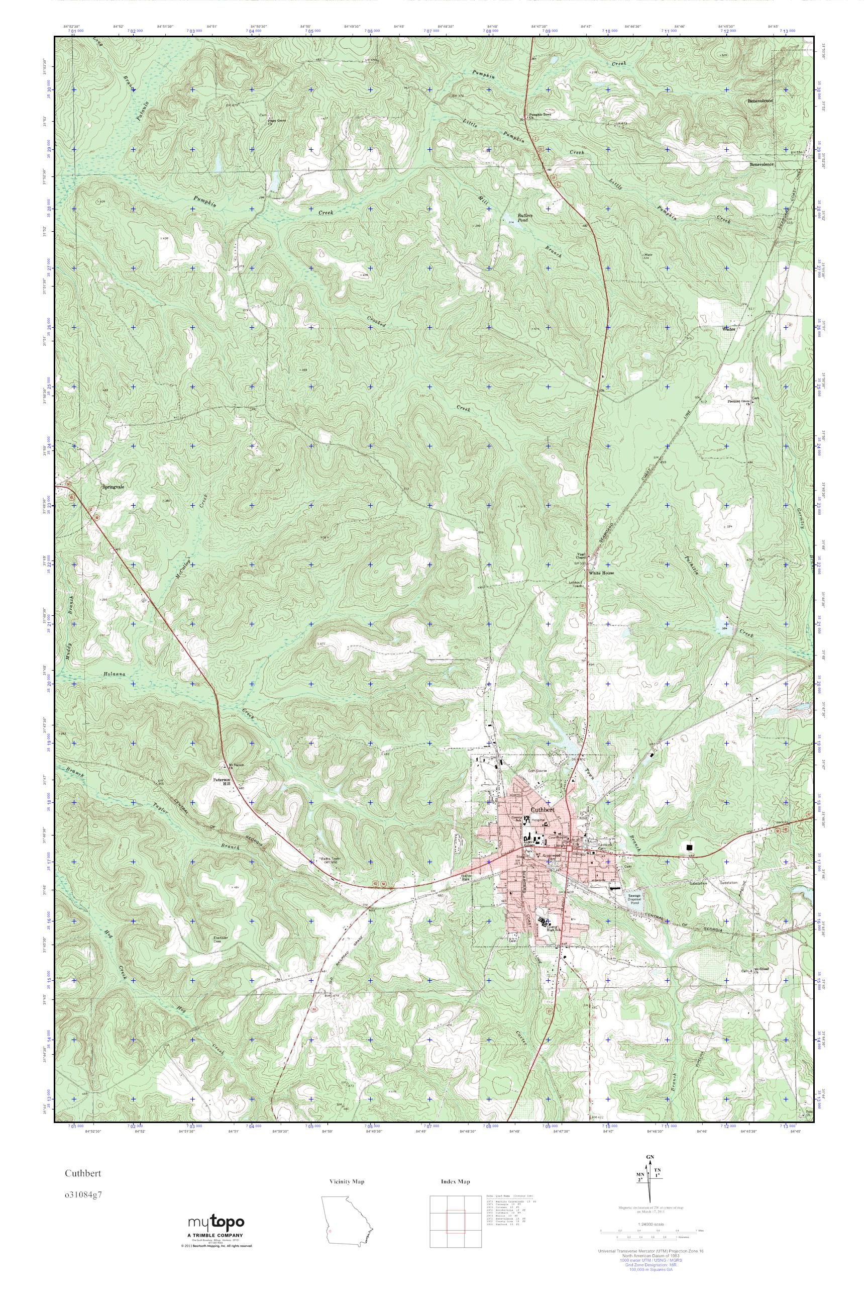 MyTopo Cuthbert, USGS Quad Topo Map