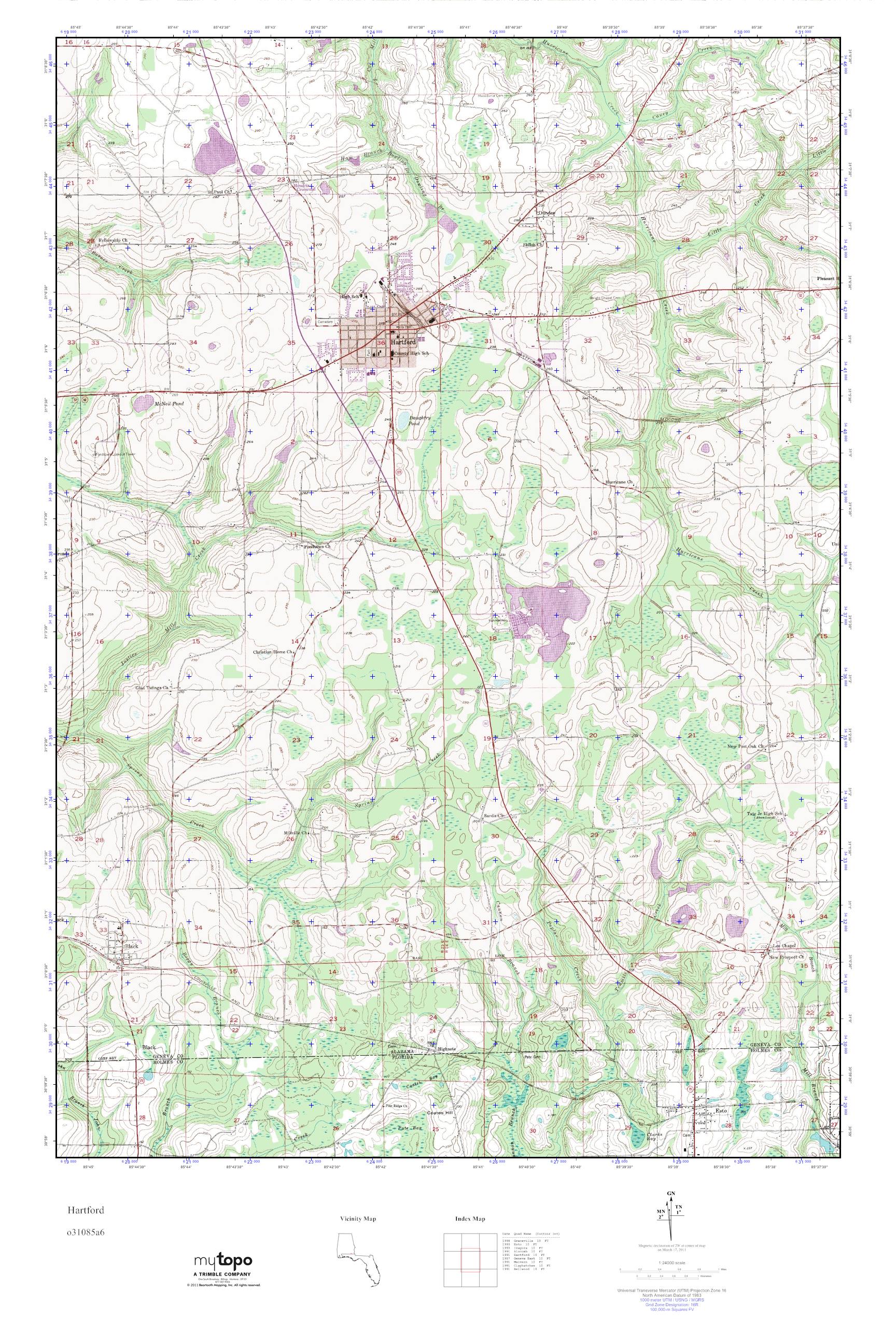 MyTopo Hartford, Alabama USGS Quad Topo Map